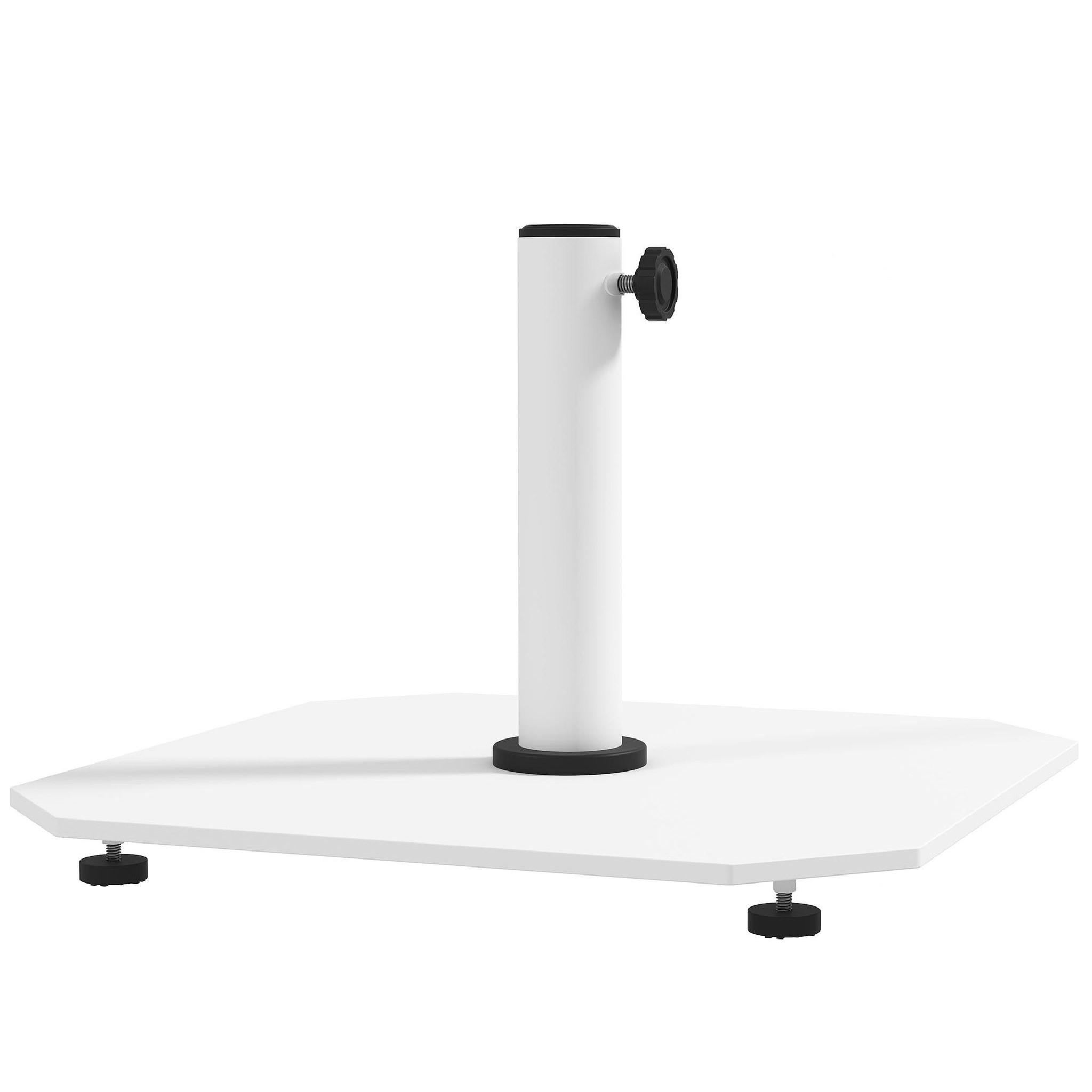 Voir la diapositive 1 : OUTSUNNY Pied de parasol carré dim. 49 x 49 cm poids net 18,5 Kg pieds de nivellement antidérapants fonte blanc