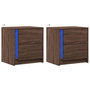 Voir la diapositive 3 : VIDAXL Armoires de chevet et lumieres LED 2 pcs chene marron