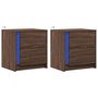 Voir la diapositive 3 : VIDAXL Armoires de chevet et lumieres LED 2 pcs chene marron