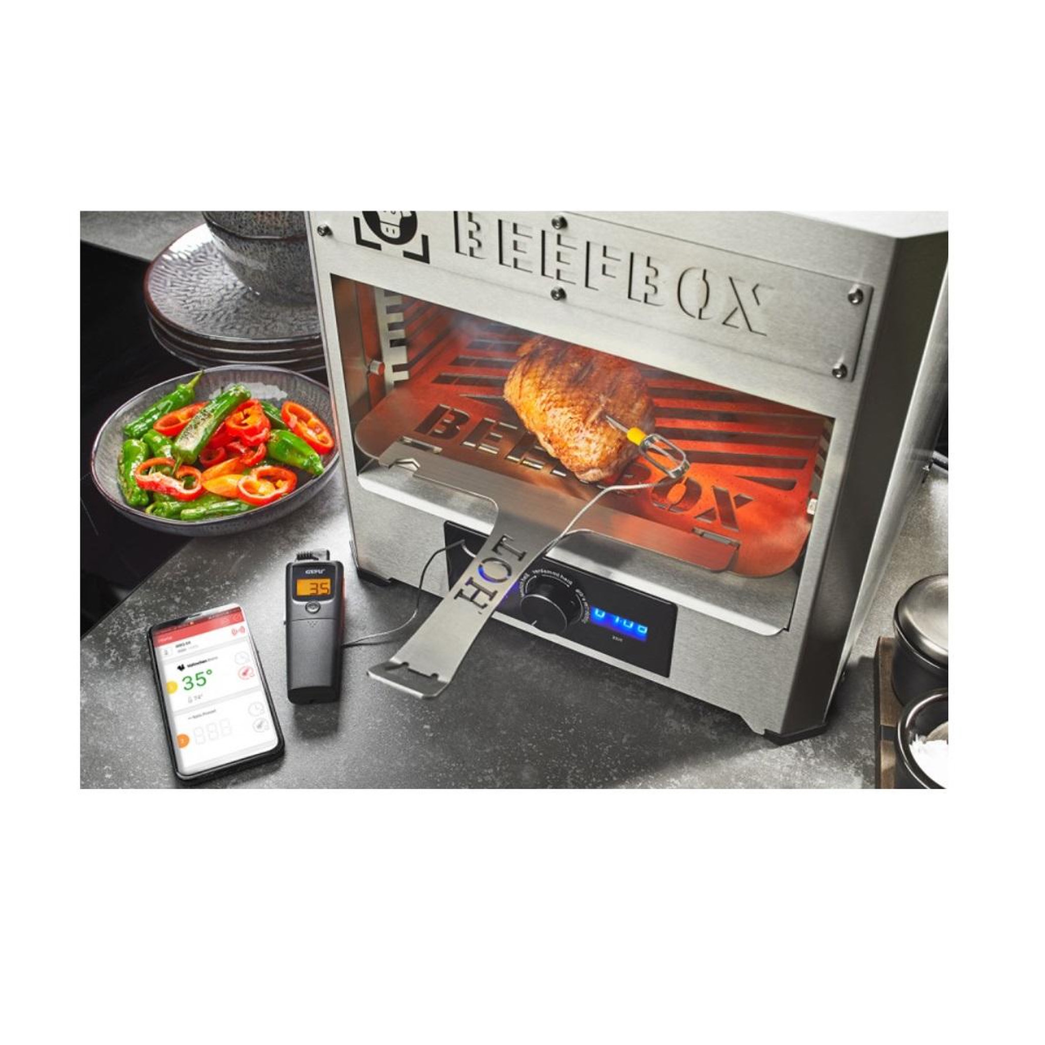 Voir la diapositive 3 : GEFU Thermomètre de cuisson bluetooth pour griller, rôtir et fumer - 21950