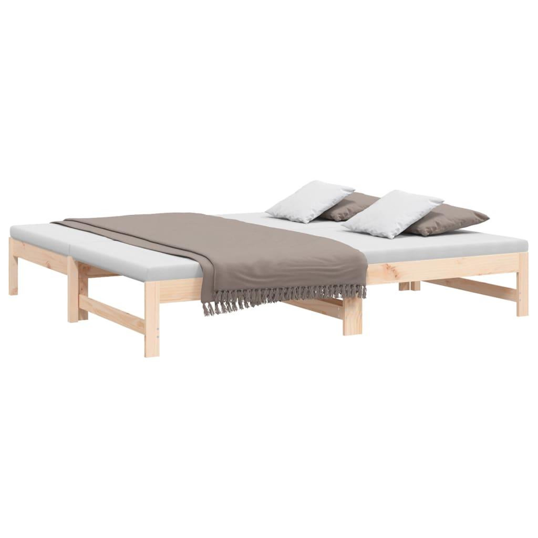 Voir la diapositive 3 : VIDAXL Lit coulissant sans matelas 2x(90x190) cm Bois de pin massif
