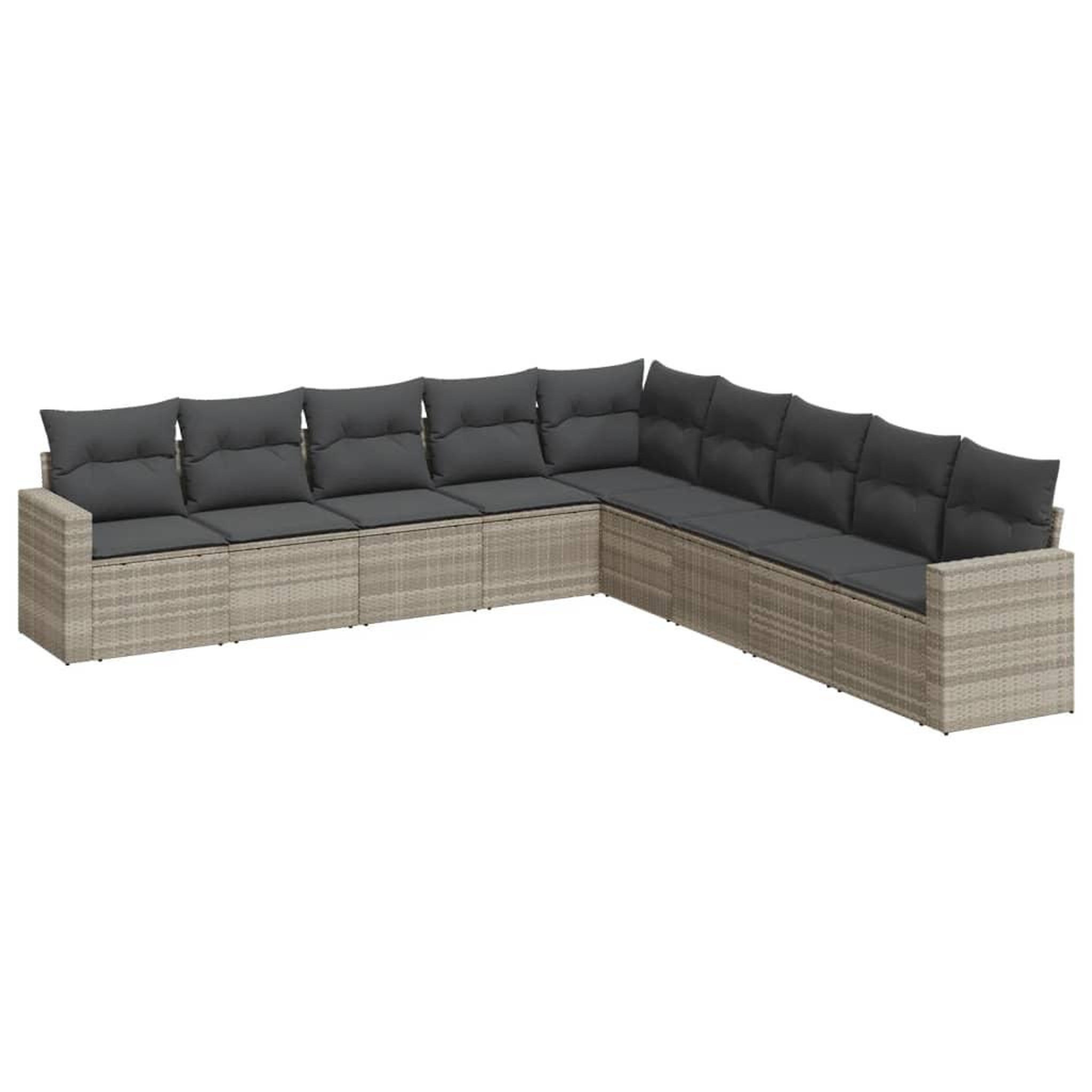 Voir la diapositive 2 : VIDAXL Salon de jardin 9 pcs avec coussins gris clair resine tressee