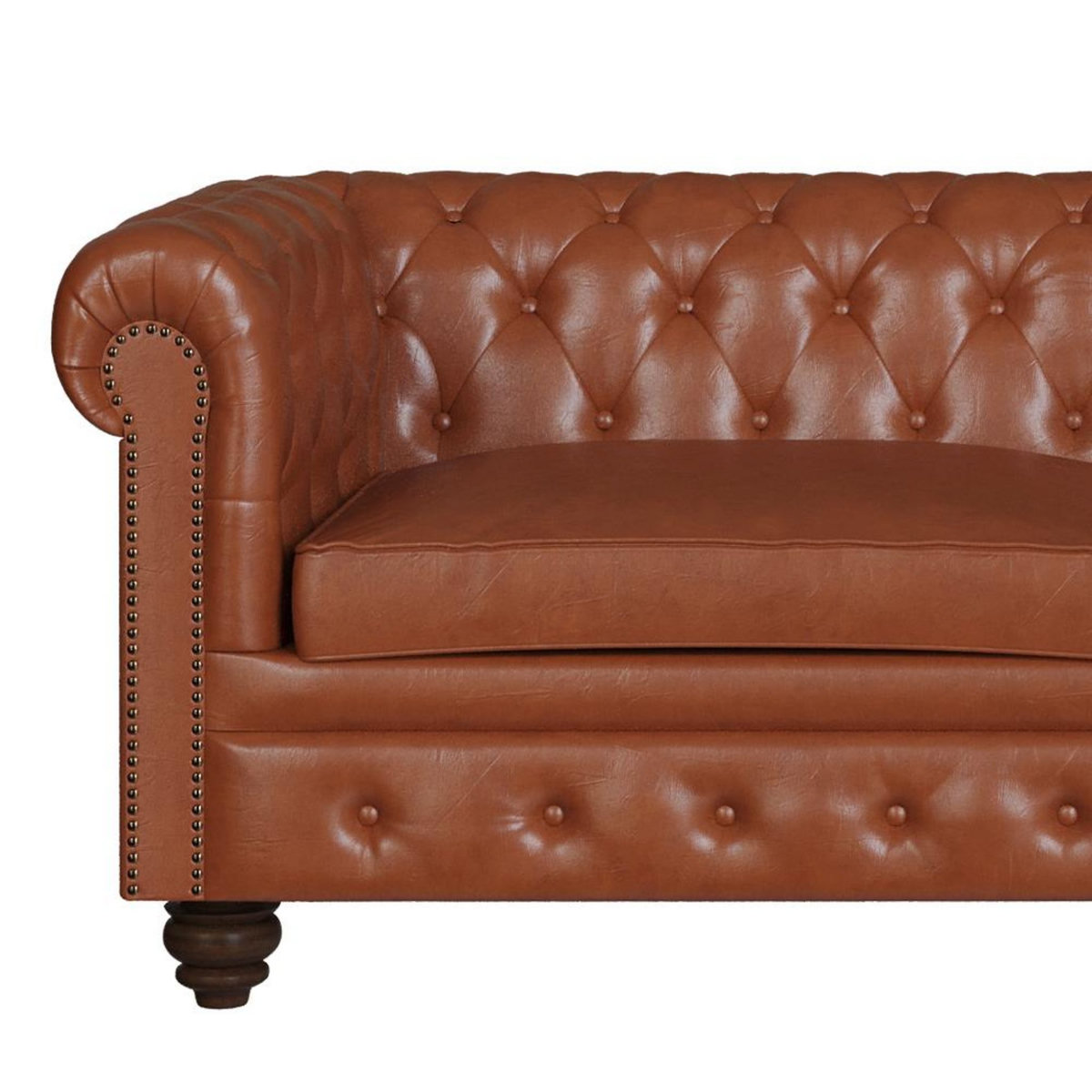 Rendez vous déco Canapé 2 places en cuir marron - Chesterfield