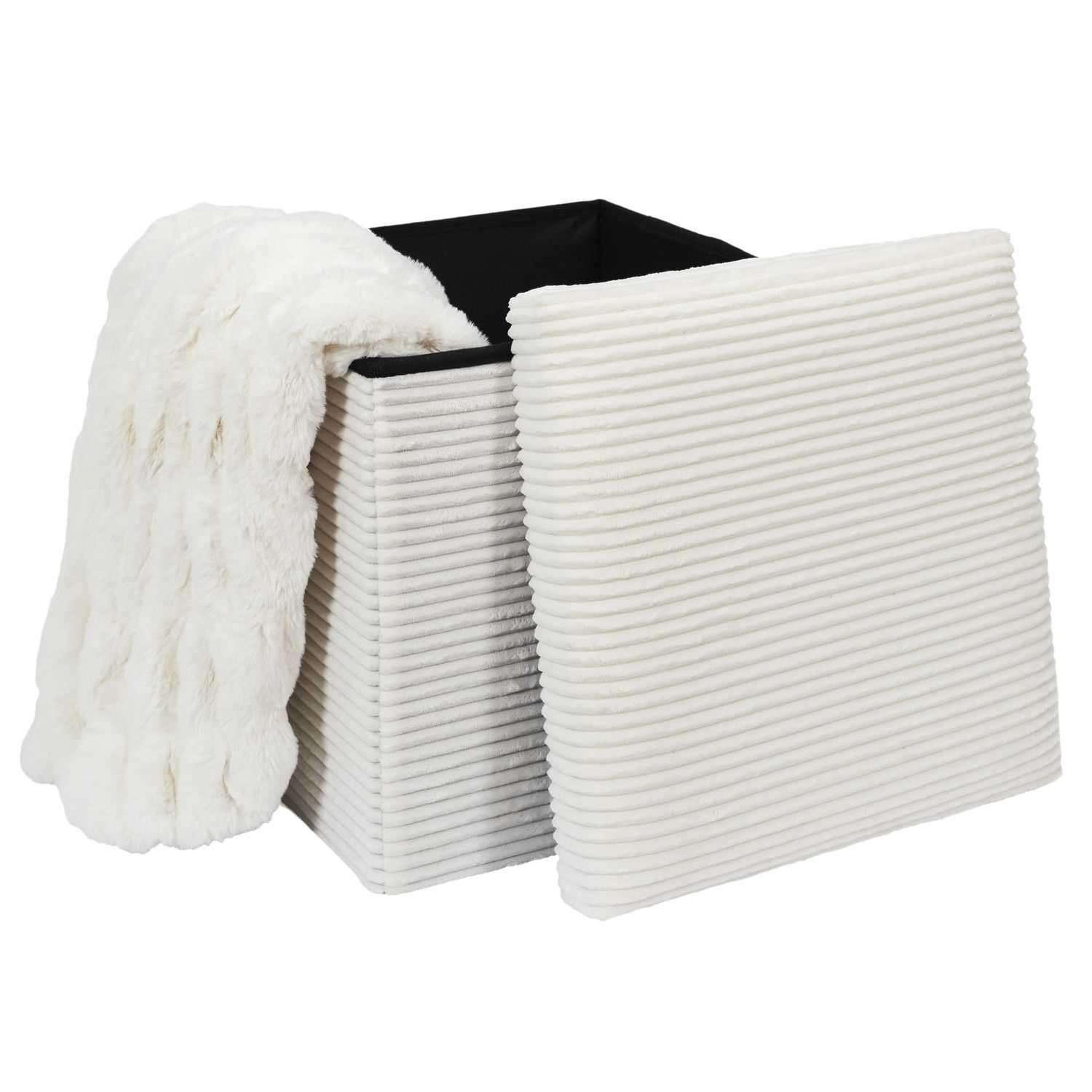 Voir la diapositive 5 : The Home Deco Factory Pouf de rangement pliable effet côtelé
