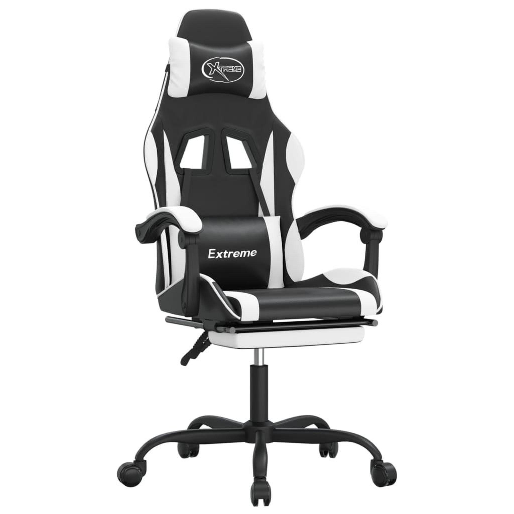 Voir la diapositive 2 : VIDAXL Chaise de jeu avec repose-pied Noir et blanc Similicuir