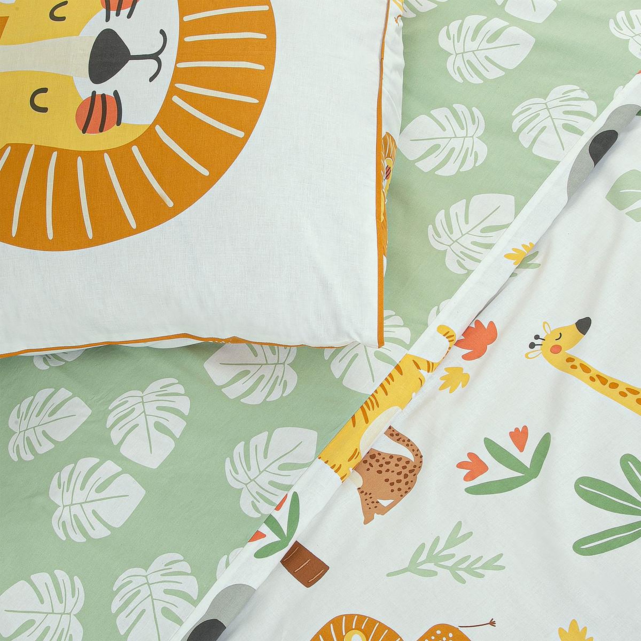 Voir la diapositive 3 : FUTURE HOME Parure de lit enfant lion jungle réversible 140x200cm