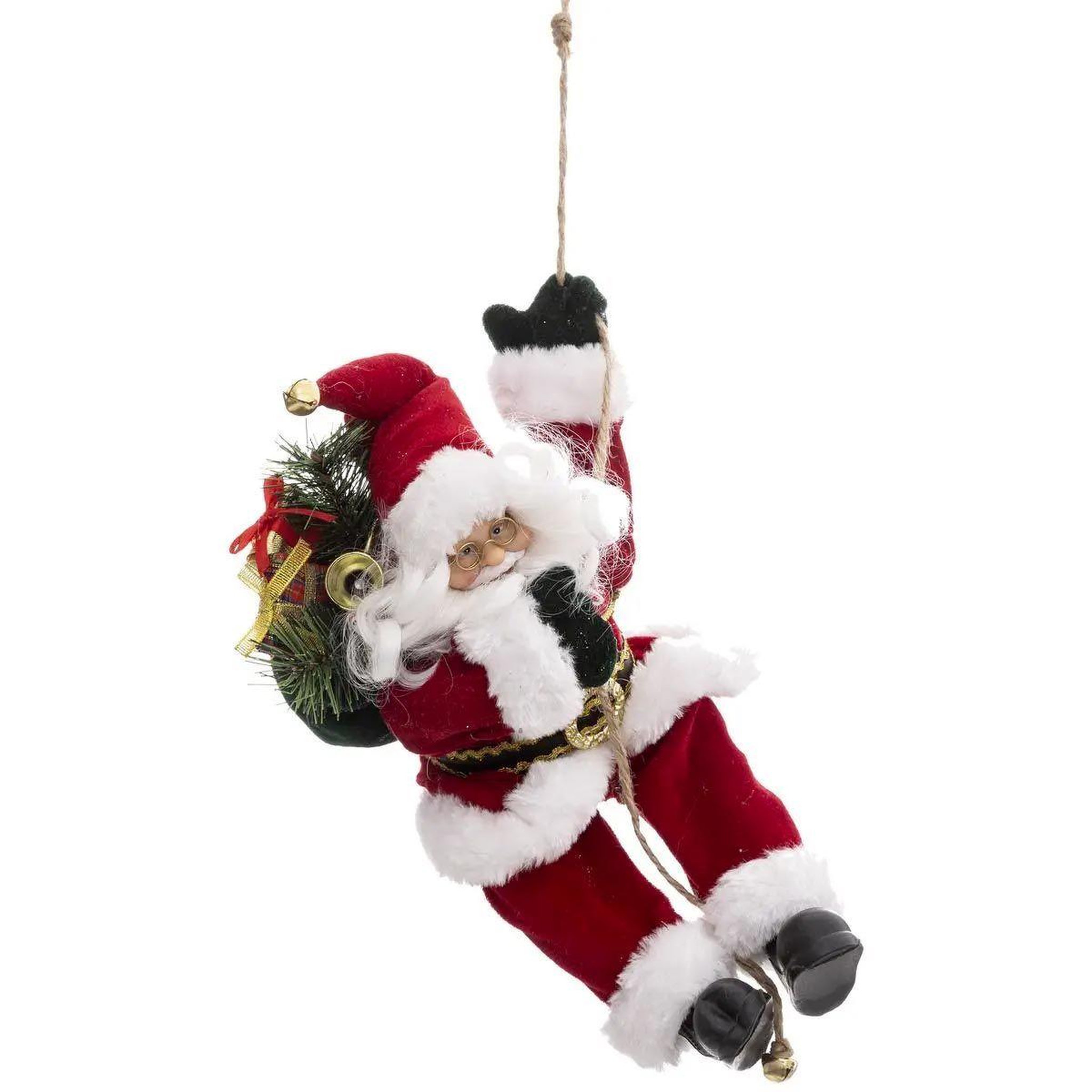 ATMOSPHERA Père noël déco  sur corde  30cm rouge & blanc