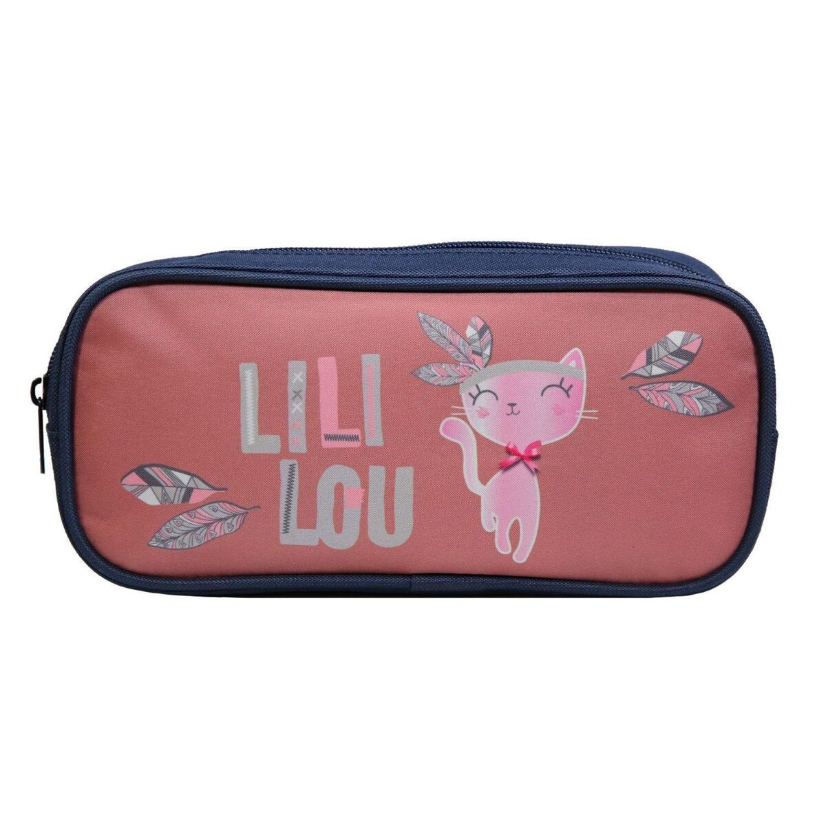 Bagtrotter Trousse scolaire rectangulaire Lili Lou Chat Rose Bagtrotter