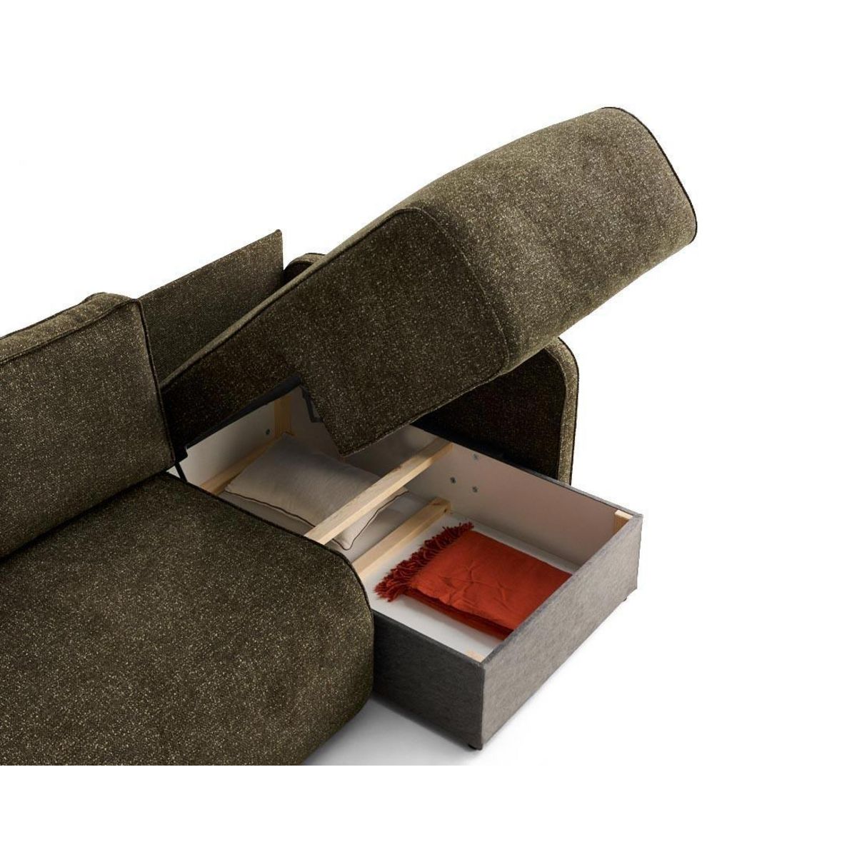 LISA DESIGN Apolline - canapé d'angle réversible 4 places convertible avec coffres en tissu moucheté