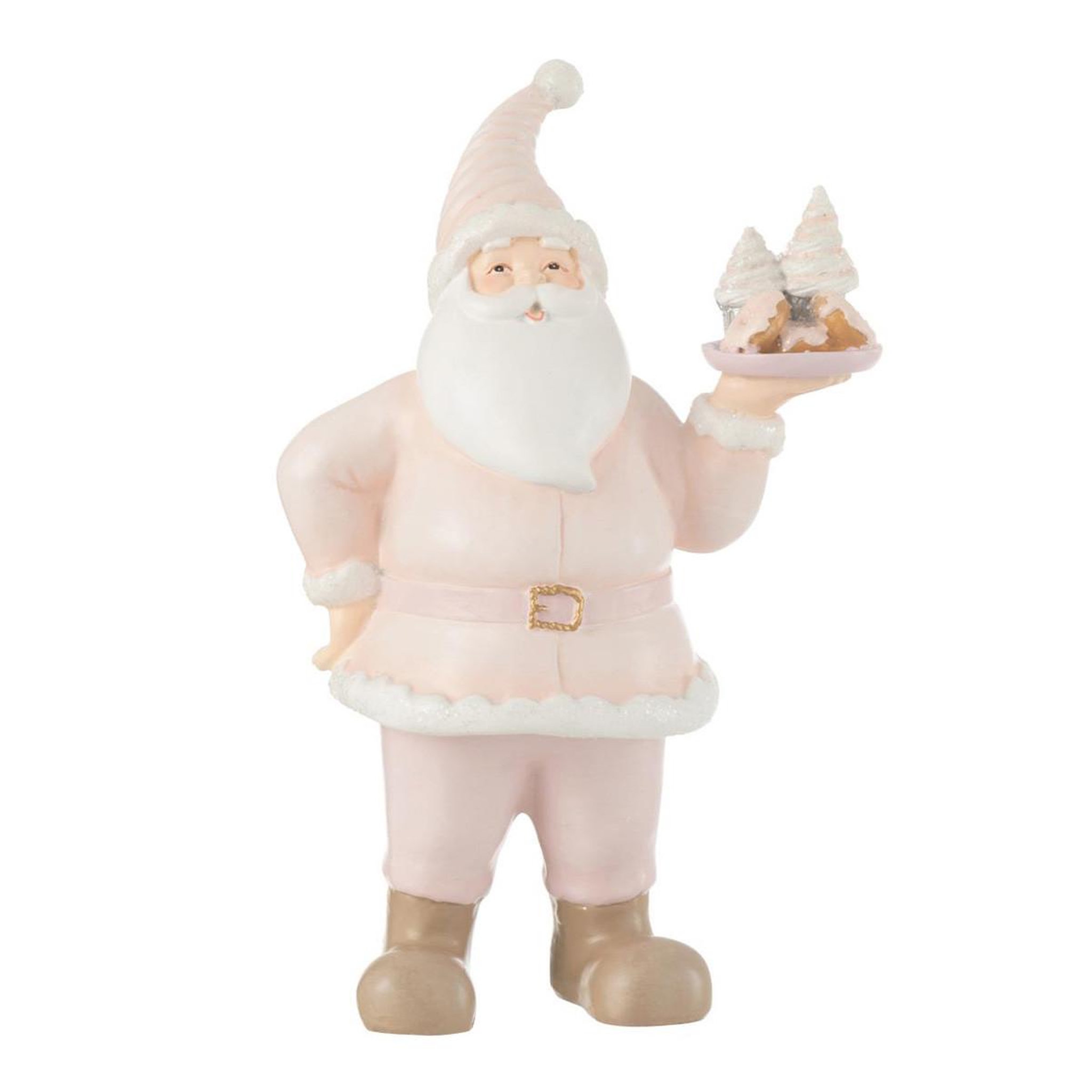 J-LINE Père noël déco en résine  pâtisserie  24cm rose