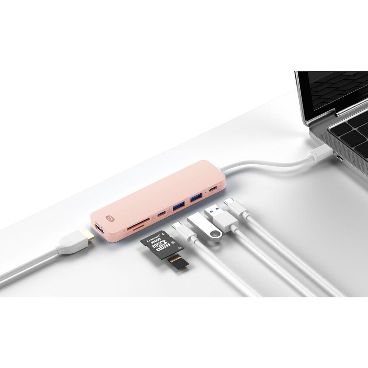 ESSENTIEL B Hub USB C 4 en 1 USB-C Rose - Vr