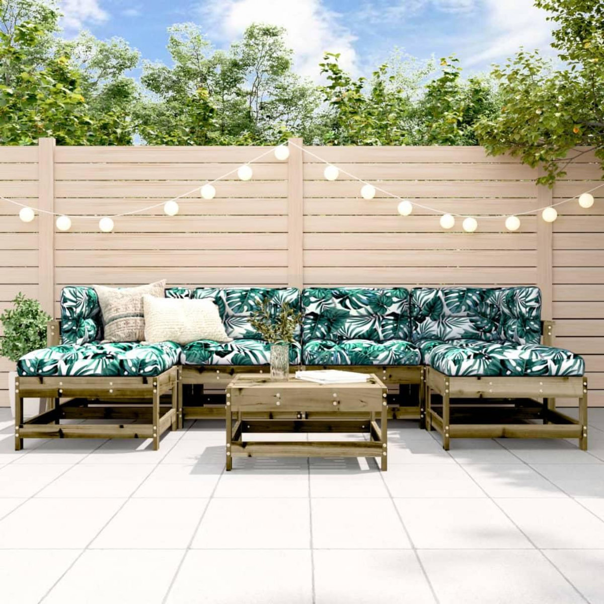 VIDAXL Salon de jardin 7 pcs bois de pin impregne