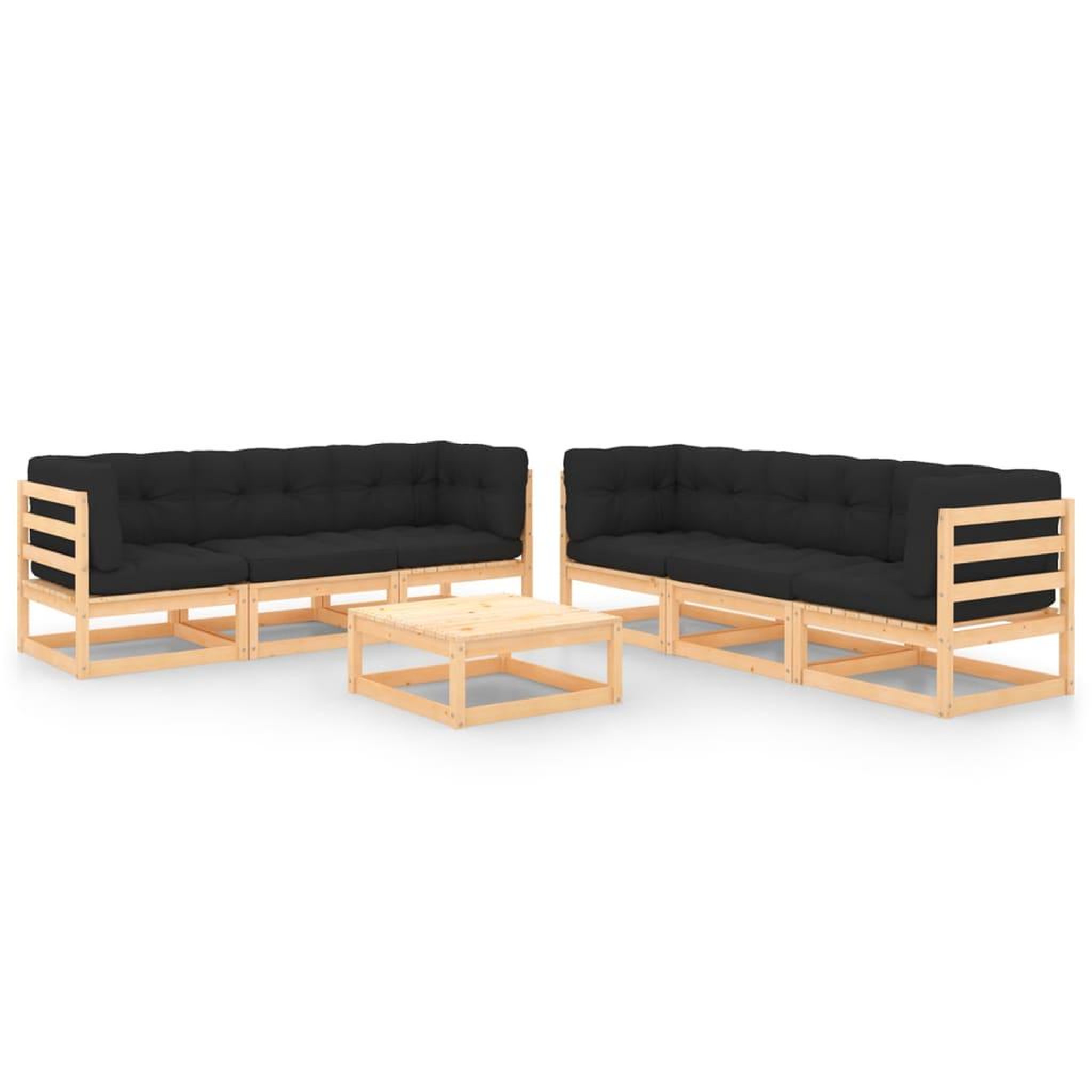 Voir la diapositive 1 : VIDAXL Salon de jardin 7 pcs avec coussins Bois de pin massif