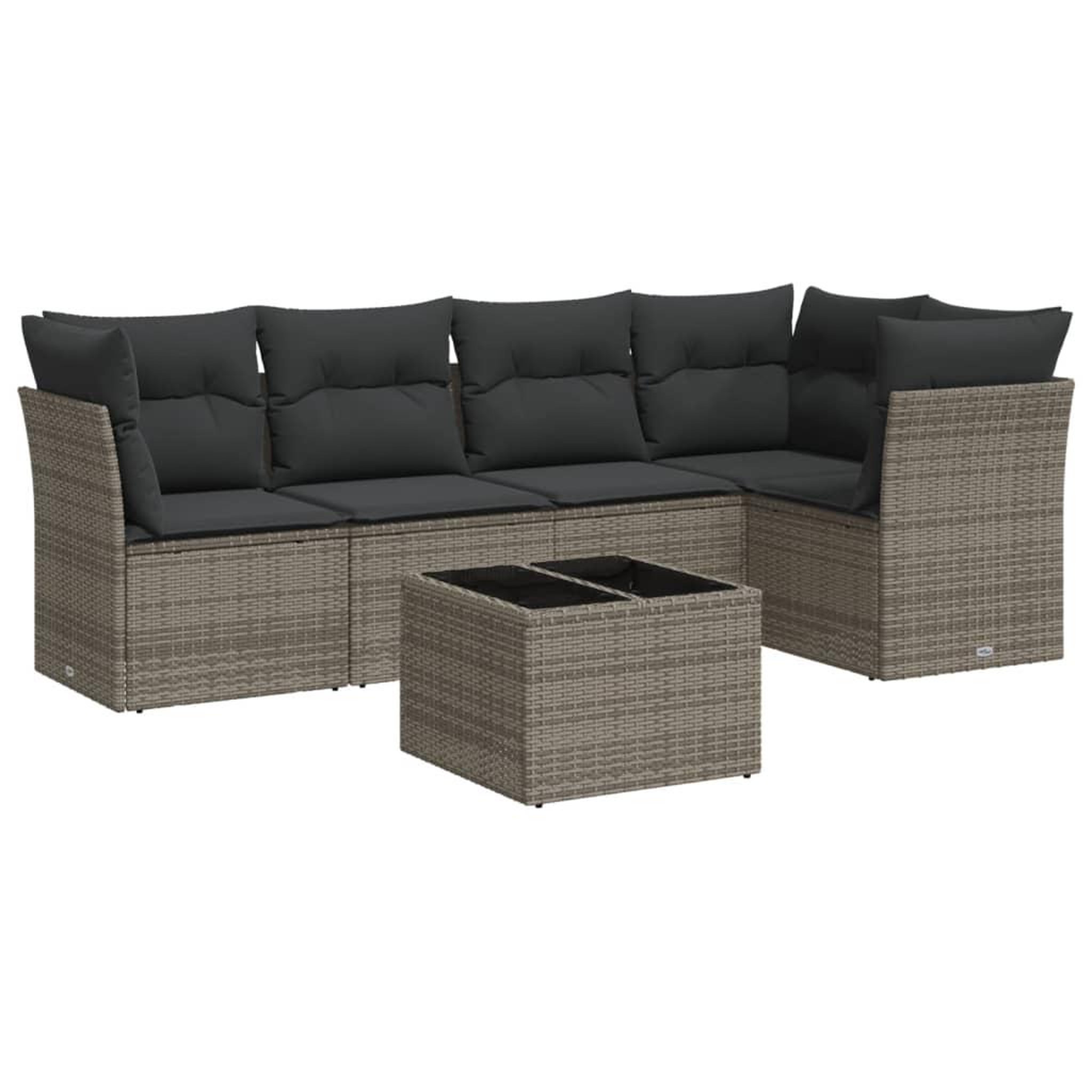 Voir la diapositive 2 : VIDAXL Salon de jardin 6 pcs avec coussins gris resine tressee