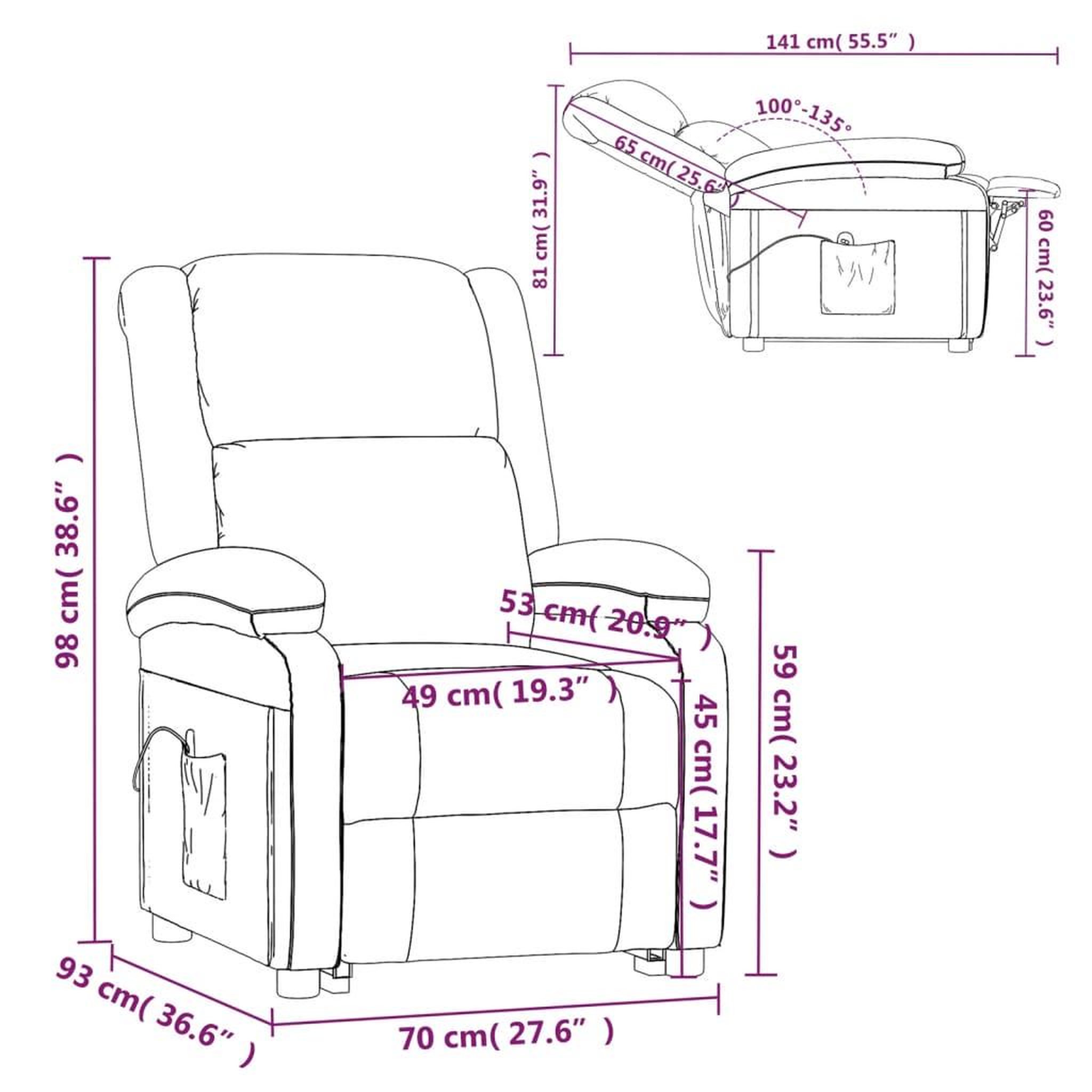 Voir la diapositive 6 : VIDAXL Fauteuil de massage Creme Tissu