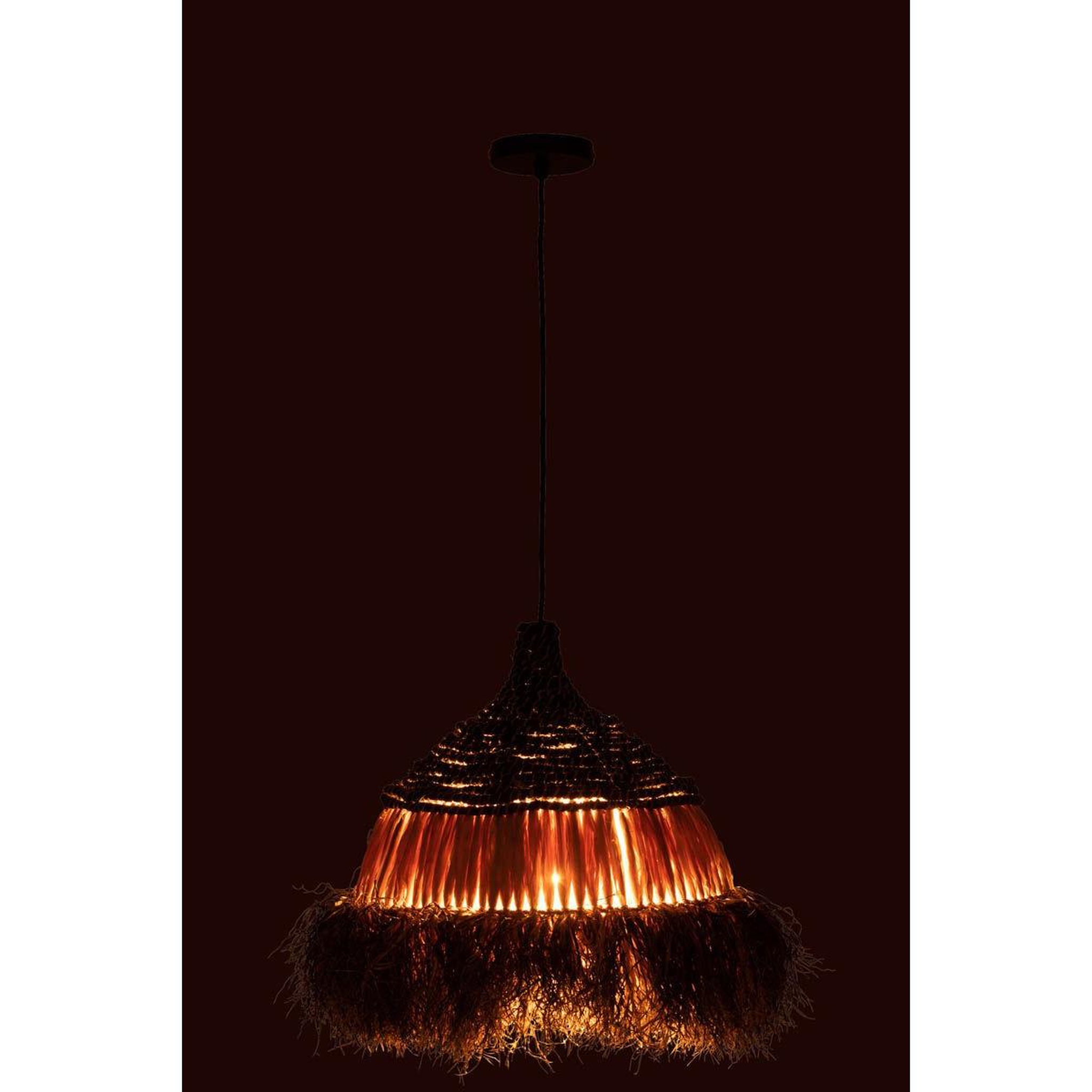 Voir la diapositive 3 : J-LINE Lampe suspension en raphia  lombok  40cm noir
