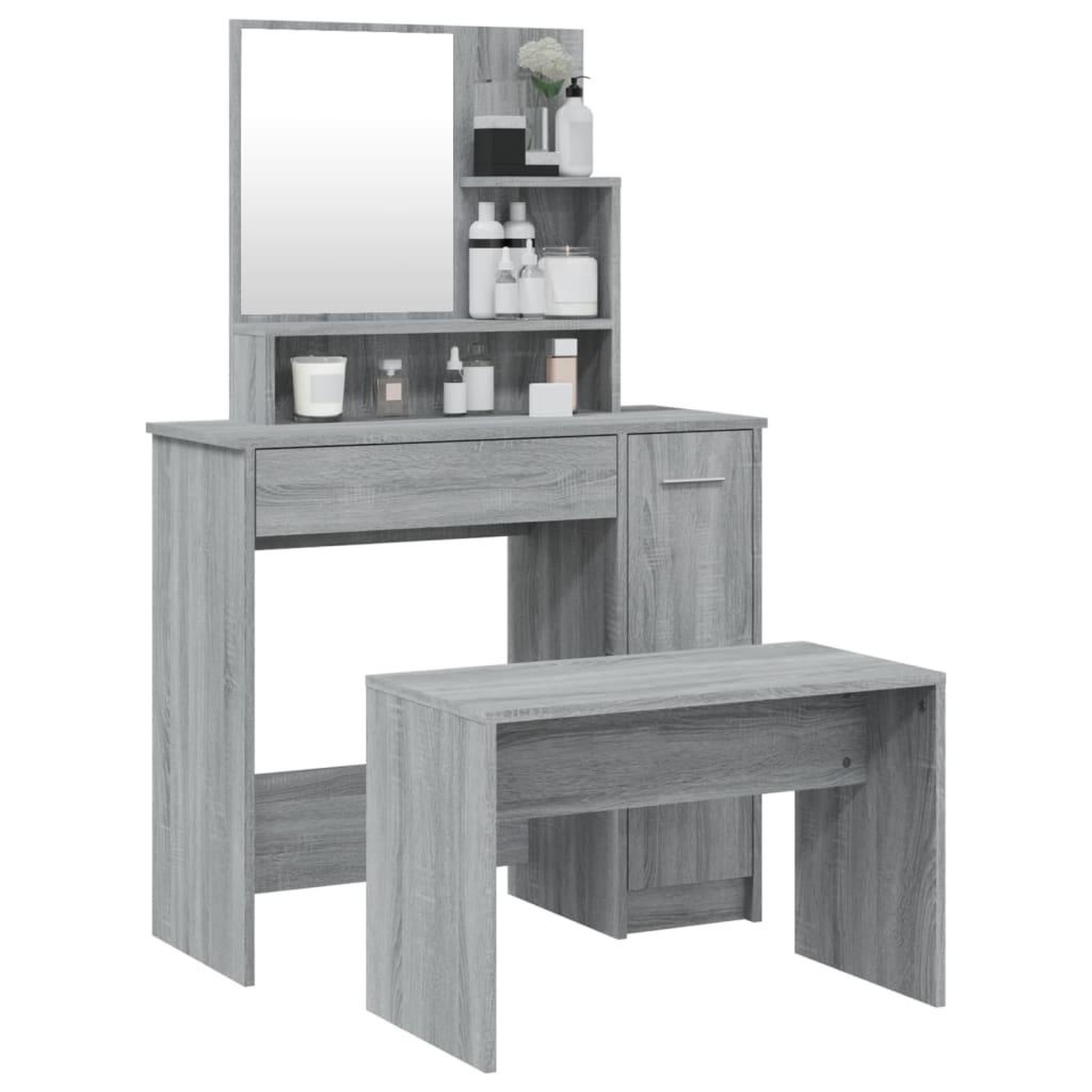 Voir la diapositive 3 : VIDAXL Ensemble de coiffeuse Sonoma gris 86,5x35x136 cm