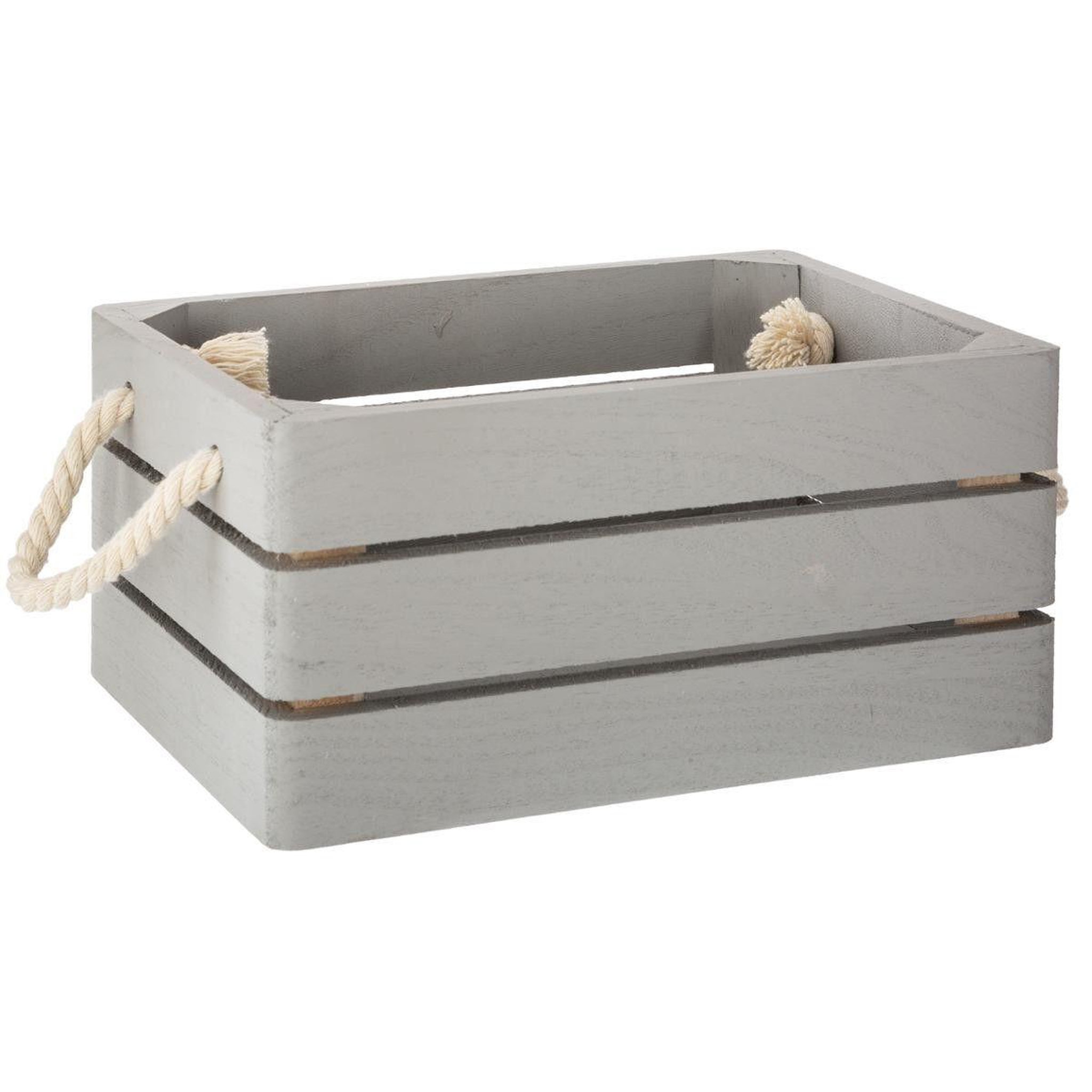 Voir la diapositive 2 : ATMOSPHERA Lot de 3 caisses en bois  cagette  35cm gris