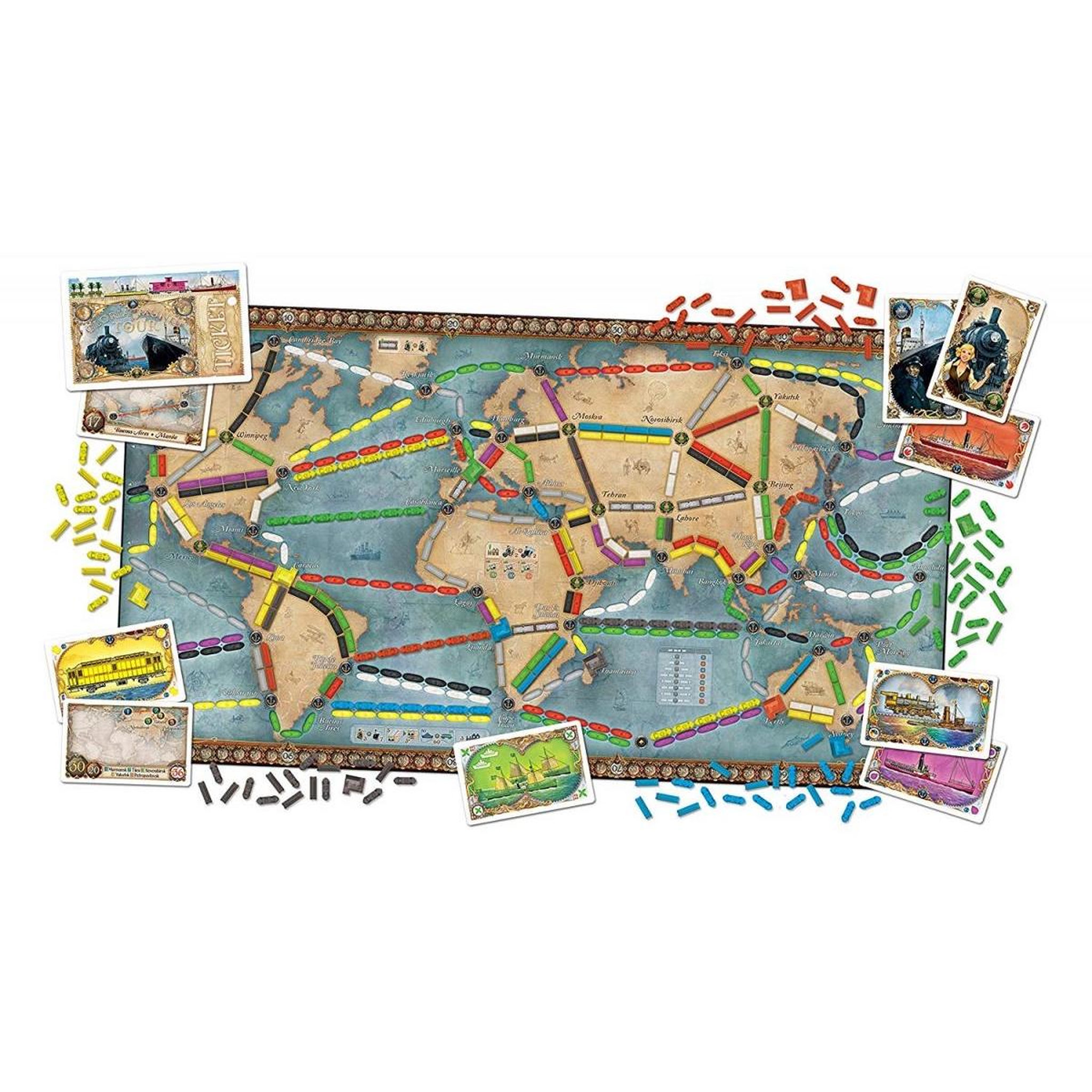 Voir la diapositive 2 : Asmodee Les Aventuriers du Rail Autour Du Monde