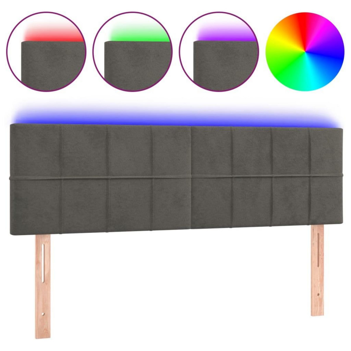 VIDAXL Tete de lit a LED Gris fonce 144x5x78/88 cm Velours