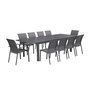 Voir la diapositive 1 : SWEEEK Table de jardin extensible aluminium + 10 assises aluminium et textilène anthracite. 8 chaises. 2 fauteuils. 10 places. 290 x 100 x 75 cm
