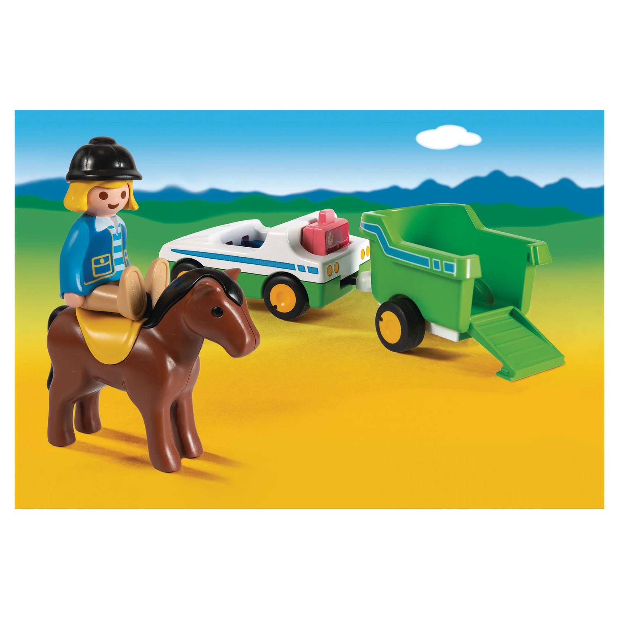 Voir la diapositive 4 : PLAYMOBIL 70181- 1.2.3 - Cavalière + voiture