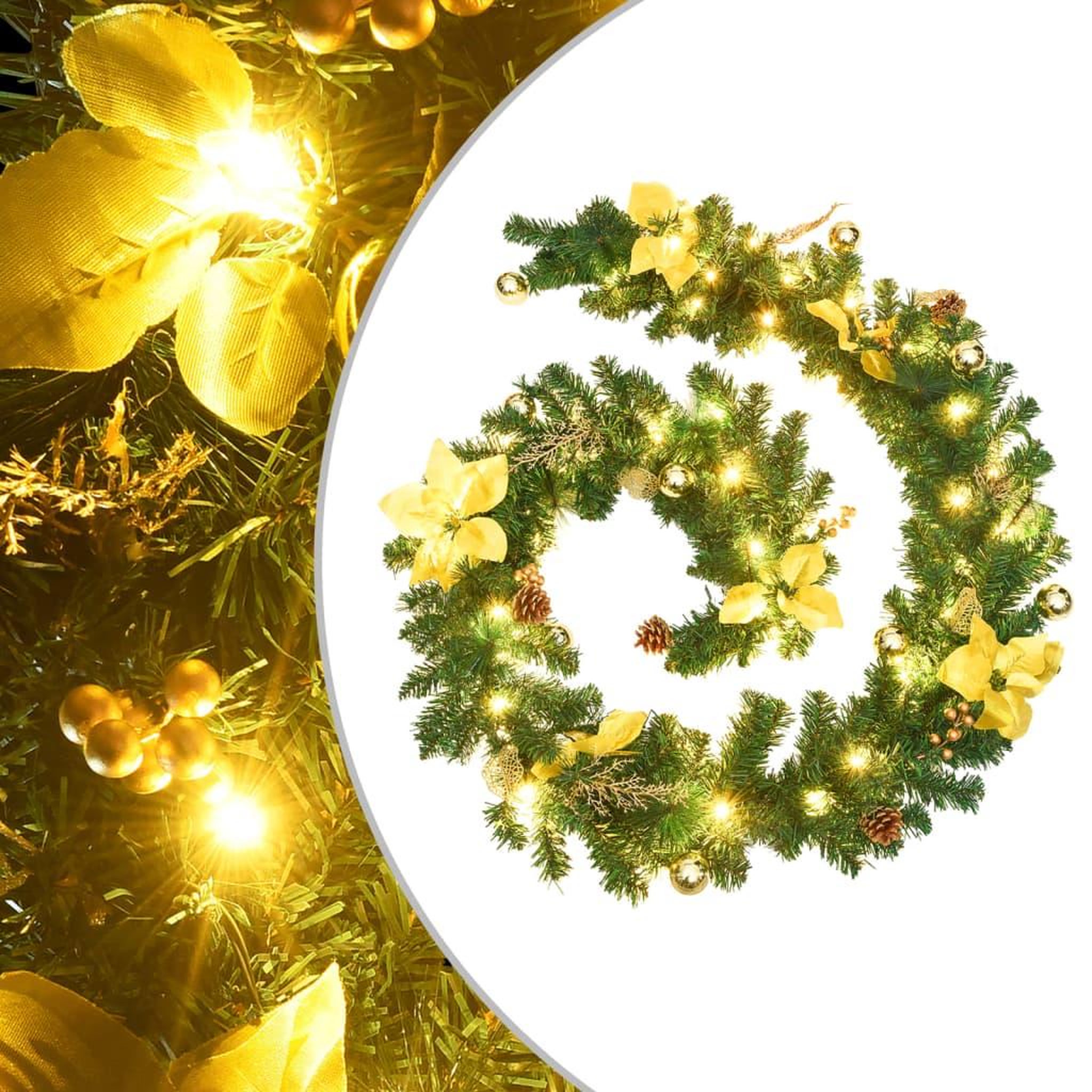 VIDAXL Guirlande de noël avec lumieres led vert 2,7 m pvc