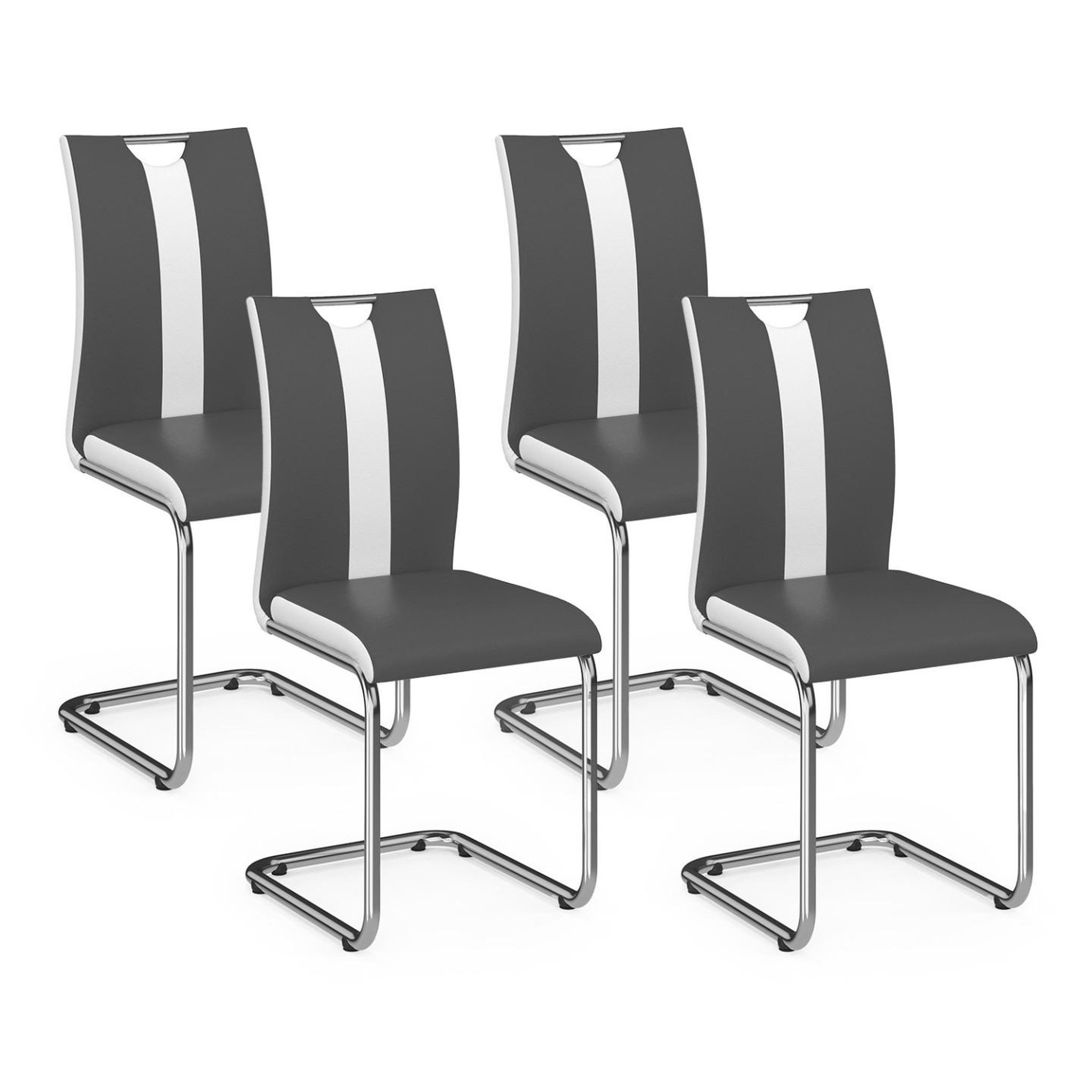 ID MARKET Lot de 4 chaises pia grises et blanches pour salle à manger