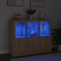 Voir la diapositive 3 : VIDAXL Buffets avec lumieres LED 3 pcs chene sonoma bois d'ingenierie