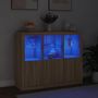 Voir la diapositive 3 : VIDAXL Buffets avec lumieres LED 3 pcs chene sonoma bois d'ingenierie