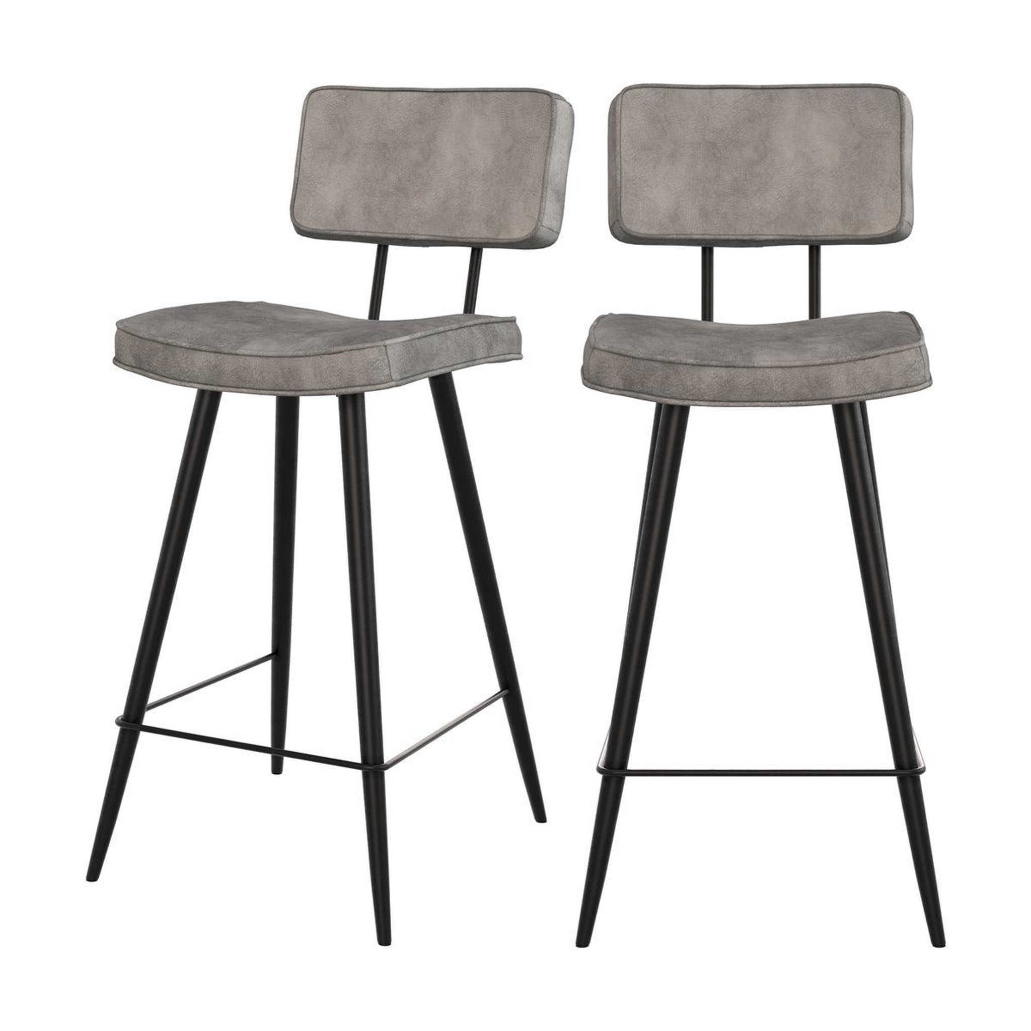 MAISON PAVANE Lot de 2 chaises pour îlot central 66 cm en cuir synthétique gris-texas
