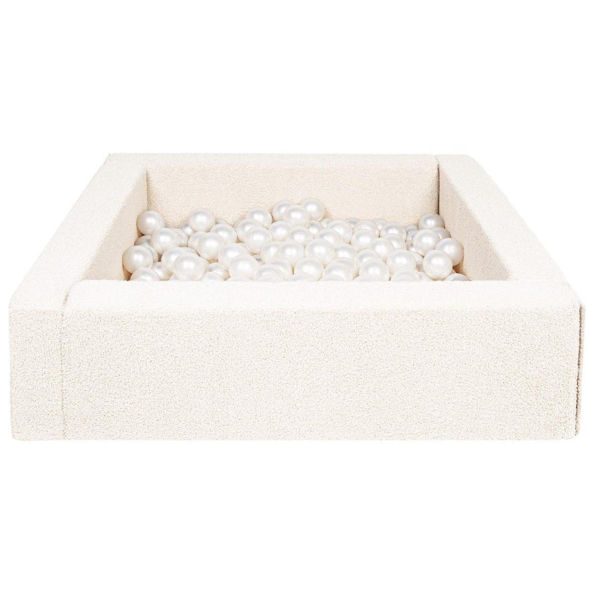 VELINDA Piscine à balles carrée en boucle + 200 balles, 5 éléments — crème/perle