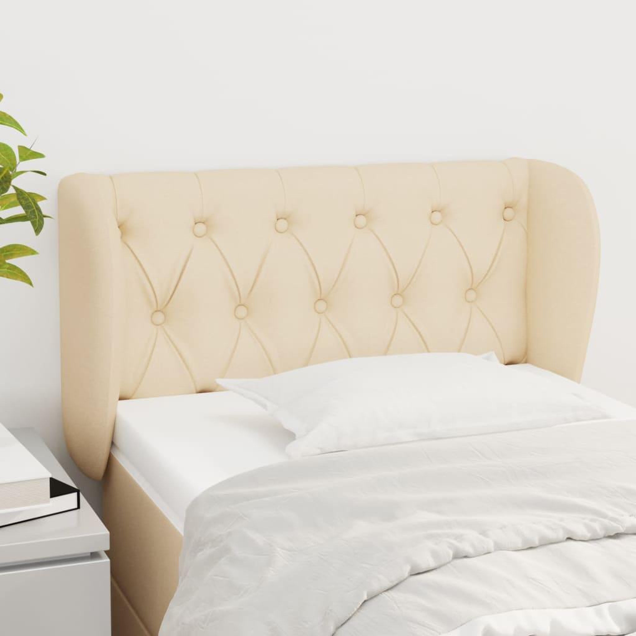 Voir la diapositive 1 : VIDAXL Tete de lit avec oreilles Creme 83x23x78/88 cm Tissu