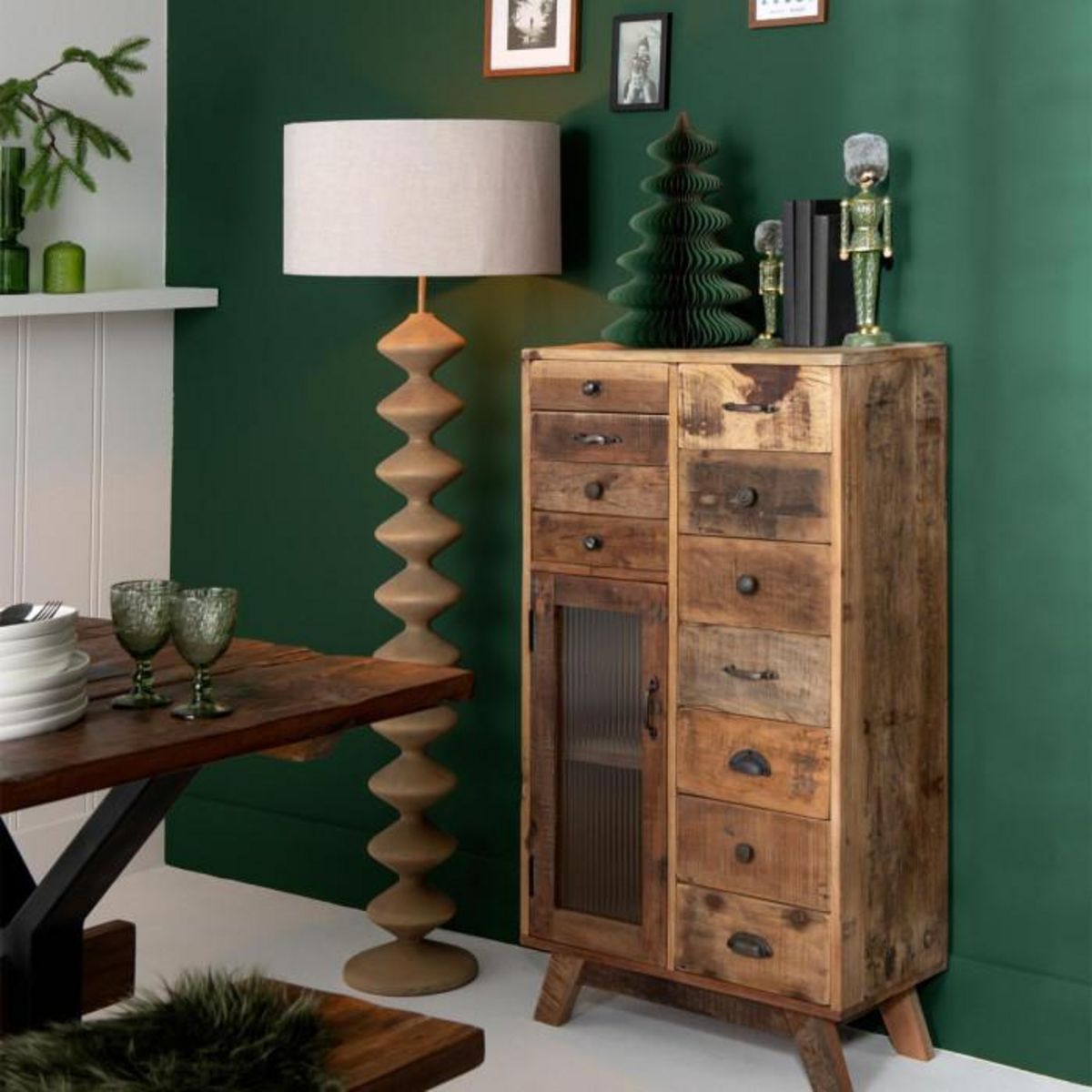 Paris Prix Lampadaire en Bois  Chenille  156cm Naturel