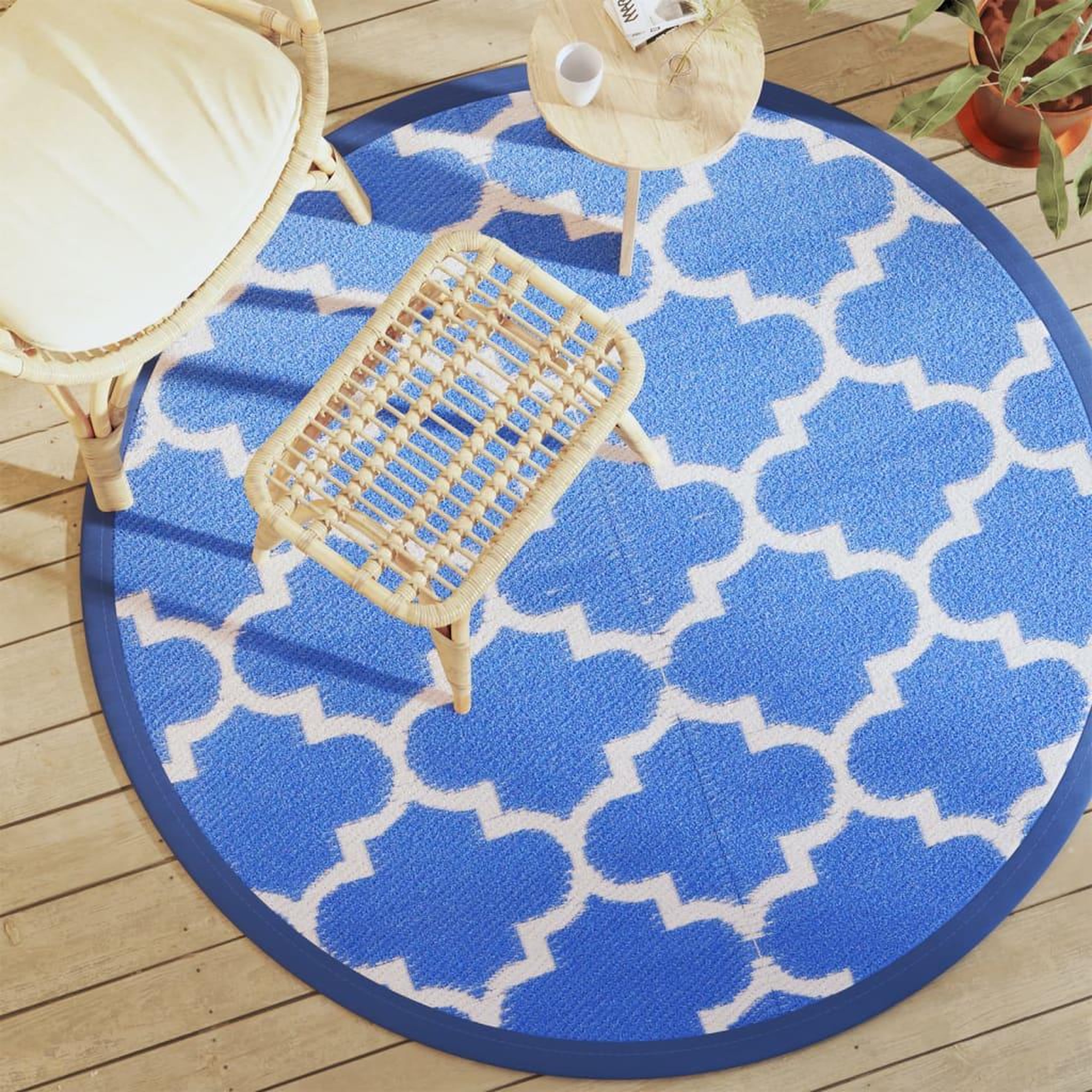 VIDAXL Tapis d'exterieur ARAKIL bleu Ø160 cm PP