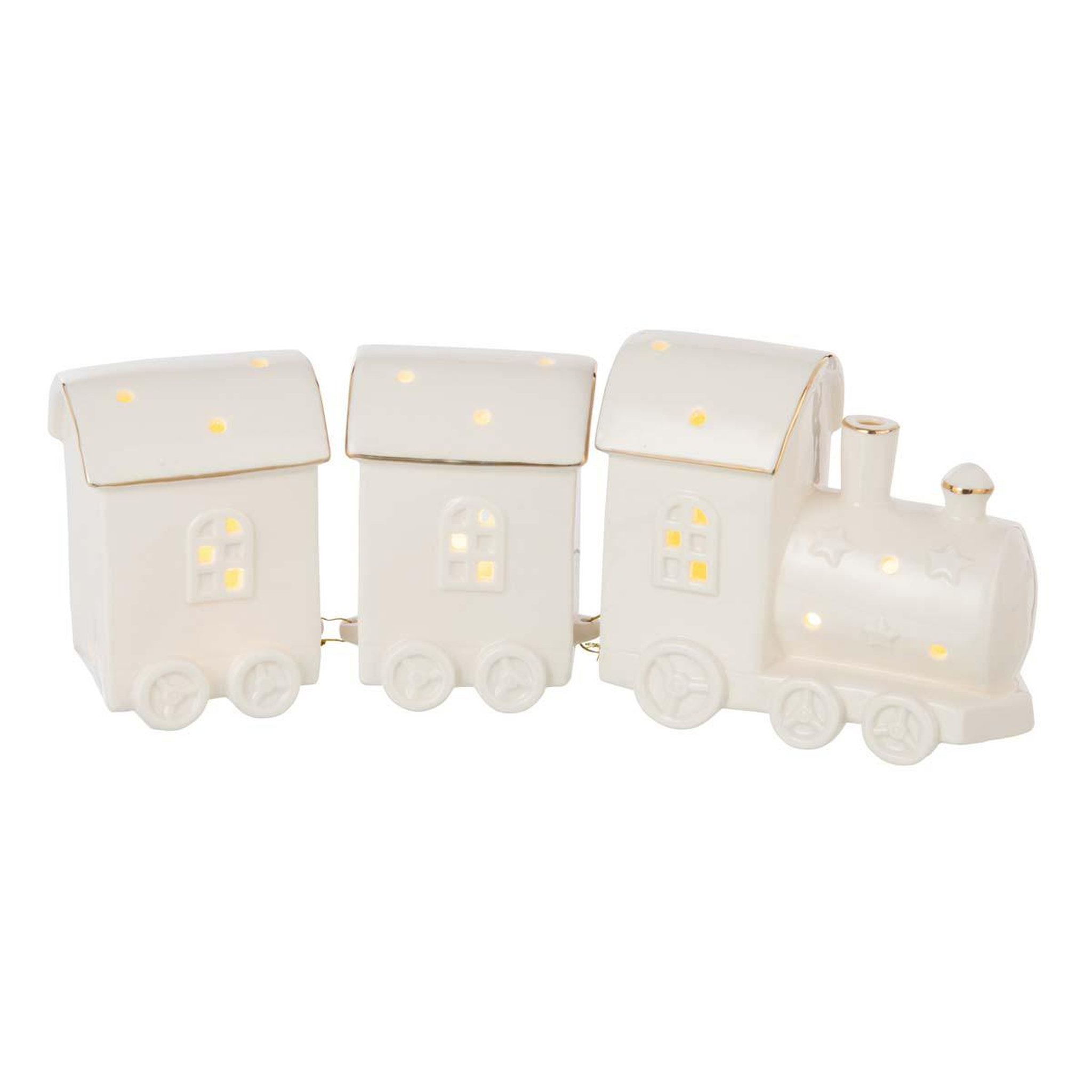 J-LINE Train déco à led  2 wagons  30cm blanc