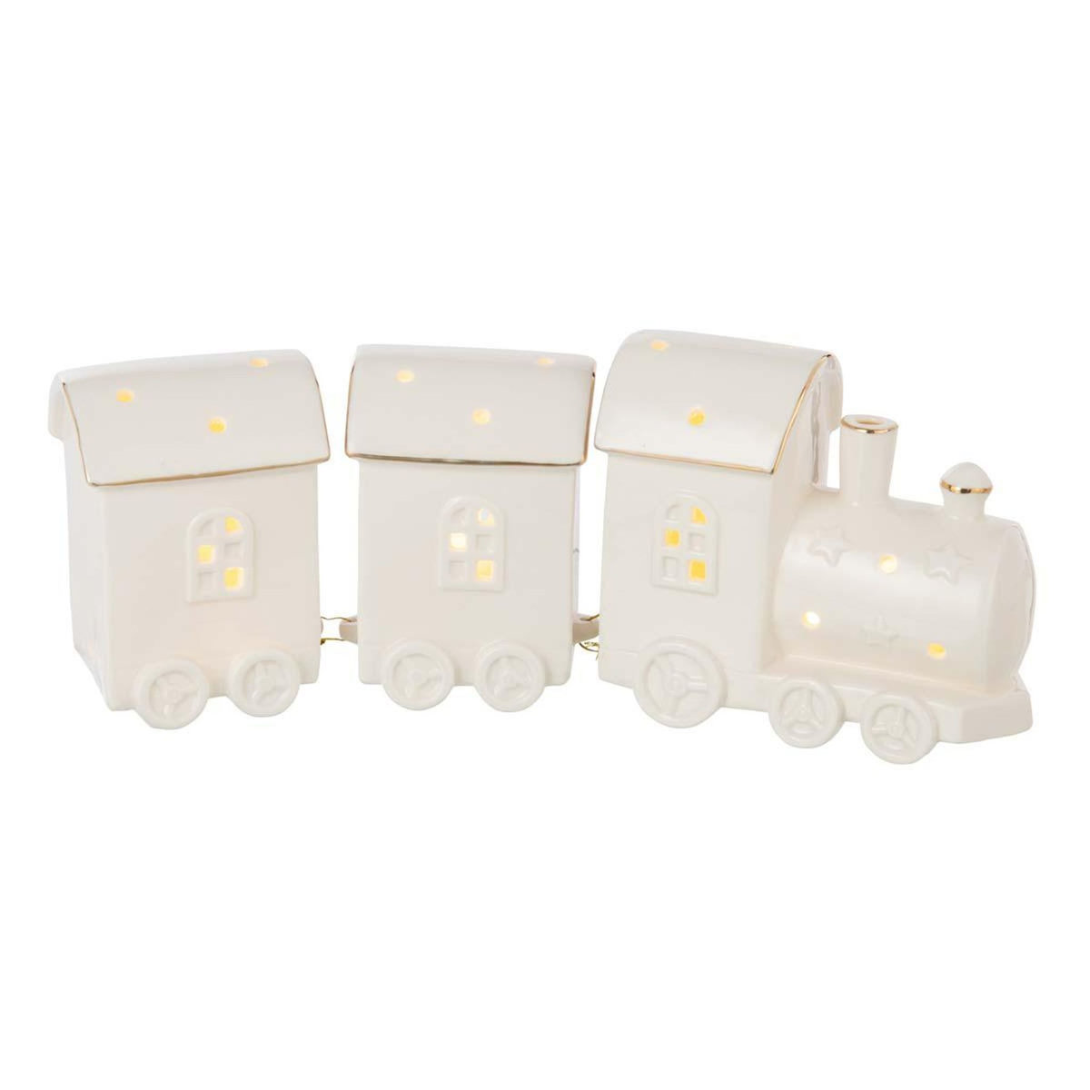 Paris Prix Train Déco à LED  2 Wagons  30cm Blanc
