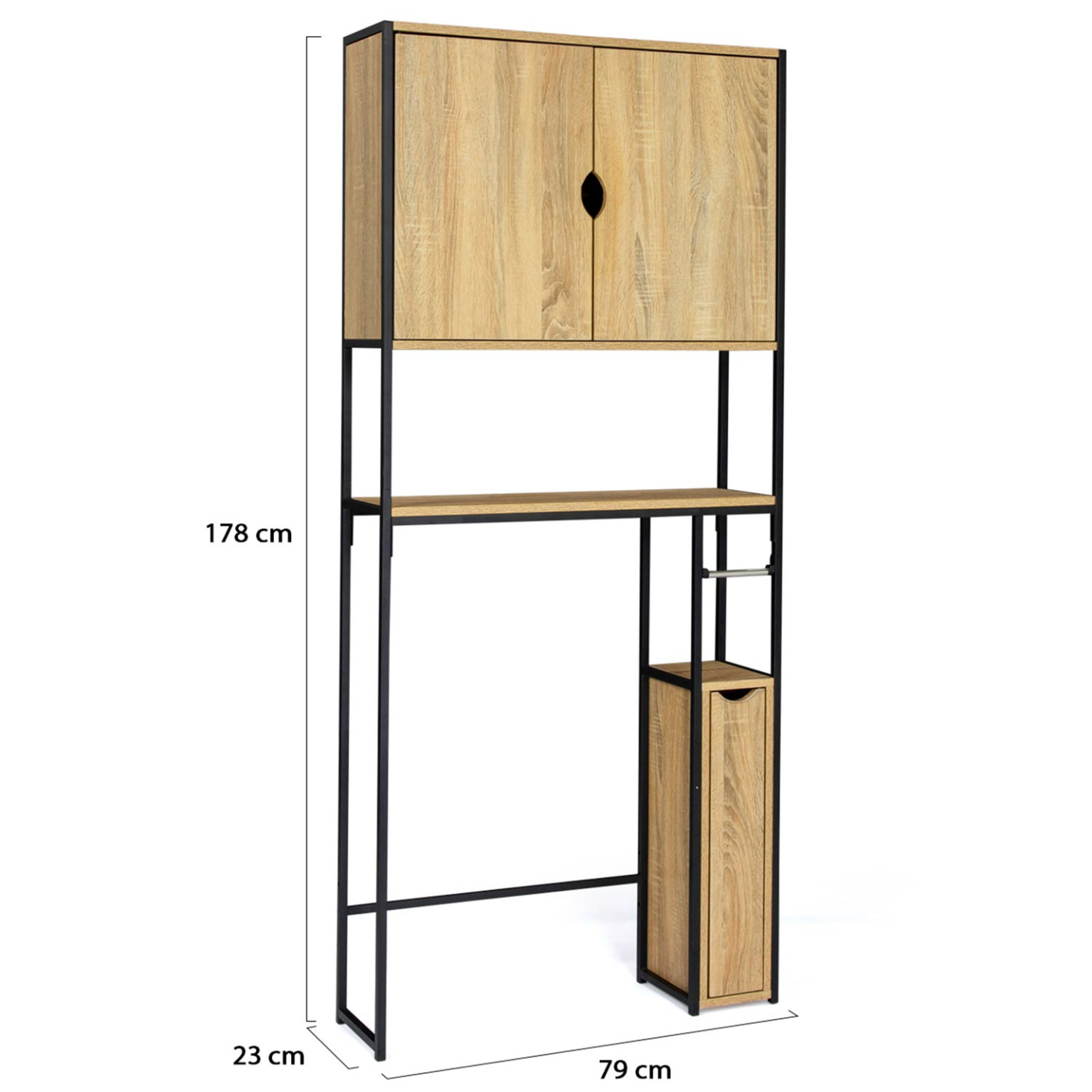 Voir la diapositive 6 : ID MARKET Meuble wc 3 en 1 avec armoires de rangement detroit design industriel