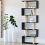 Voir la diapositive 2 : ID MARKET Etagère bibliothèque SOFIA forme S bois façon hêtre et noir 189 cm