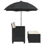 Voir la diapositive 5 : VIDAXL Canape de jardin 2 places avec parasol et tabourets noir rotin