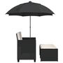 Voir la diapositive 5 : VIDAXL Canape de jardin 2 places avec parasol et tabourets noir rotin