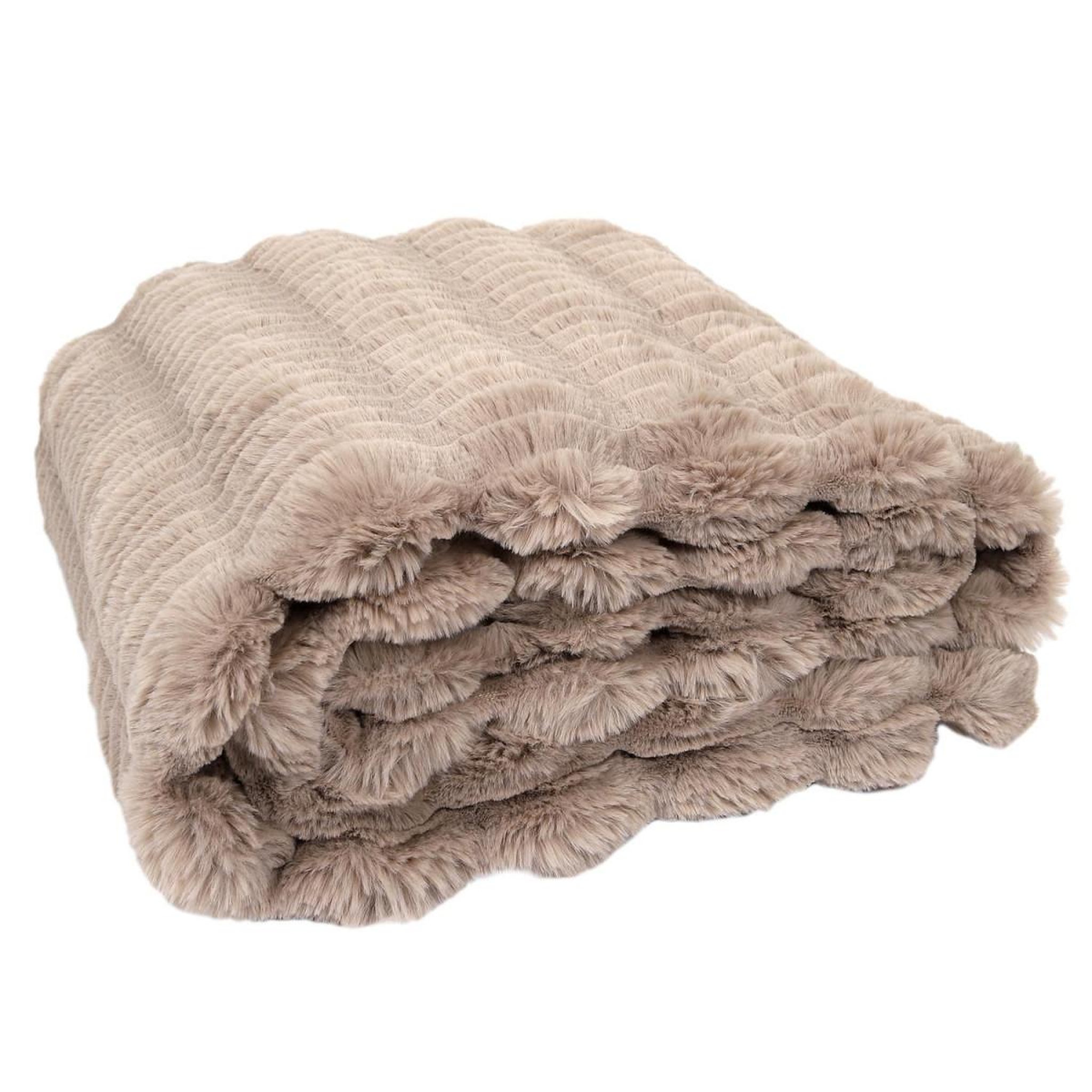 The Home Deco Factory Plaid imitation fourrure  opulence  120x150cm taupe