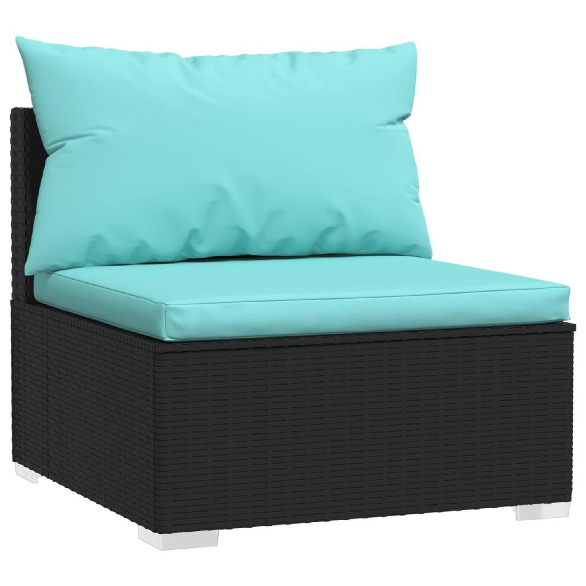 Voir la diapositive 5 : VIDAXL Salon de jardin 7 pcs avec coussins Resine tressee Noir