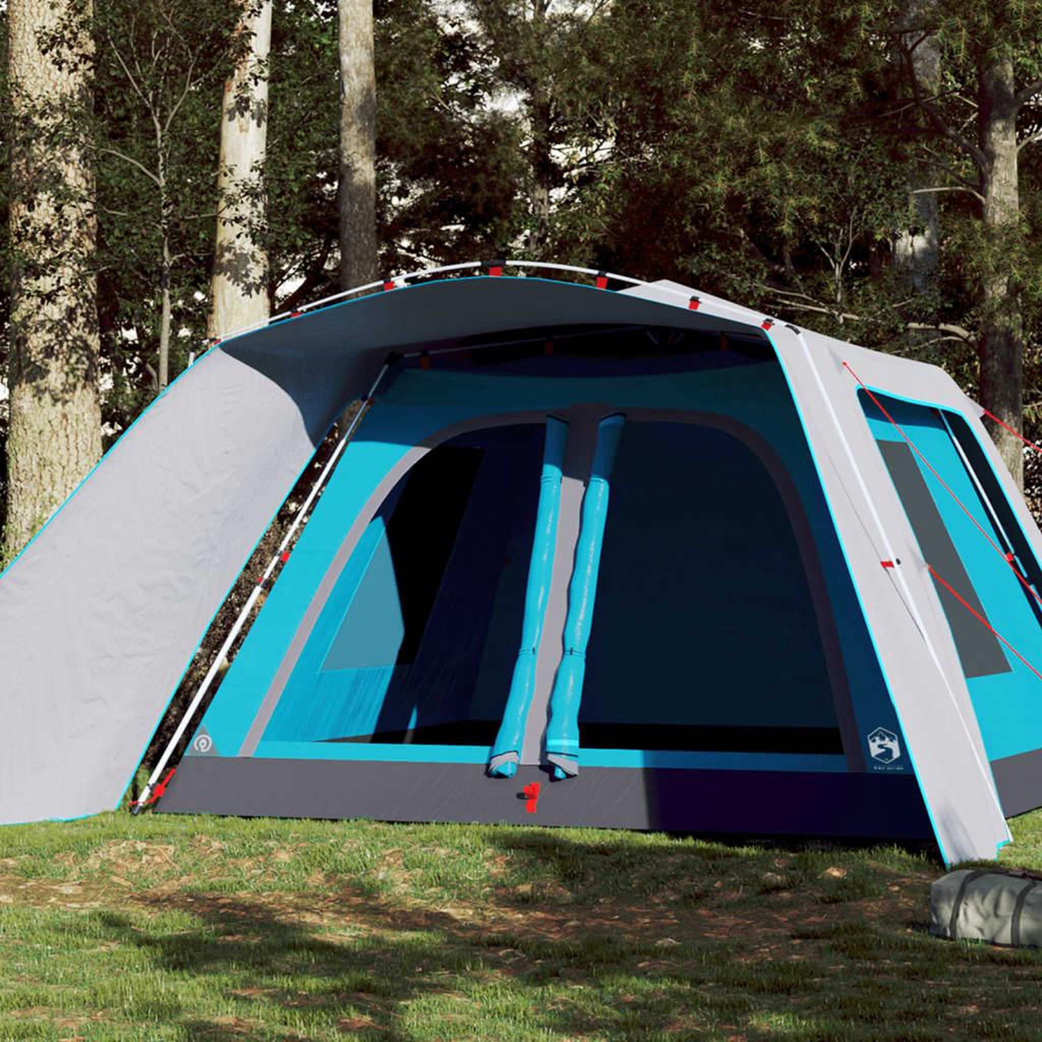 VIDAXL Tente familiale avec porche 9 personnes bleu degagement rapide