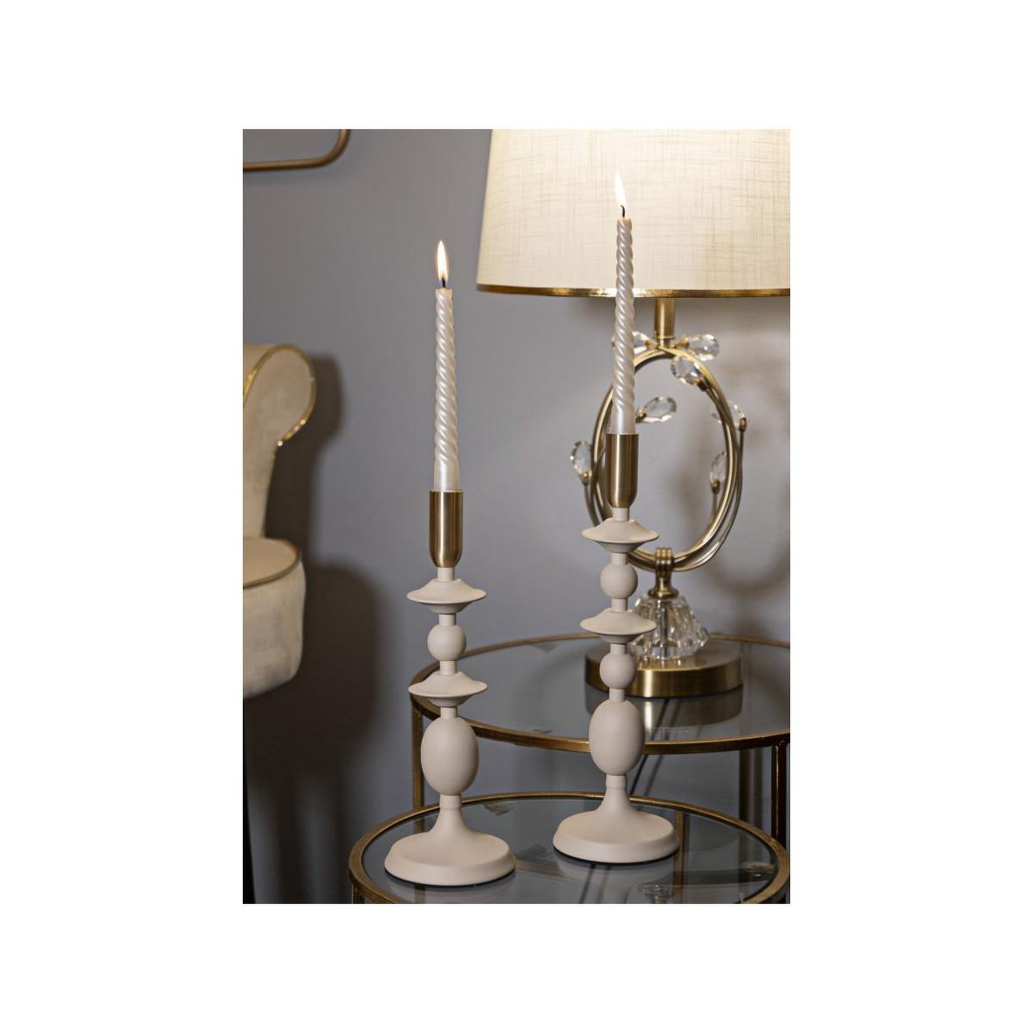 Voir la diapositive 4 : Paris Prix Lot de 2 chandeliers  gemini  33cm crème & or