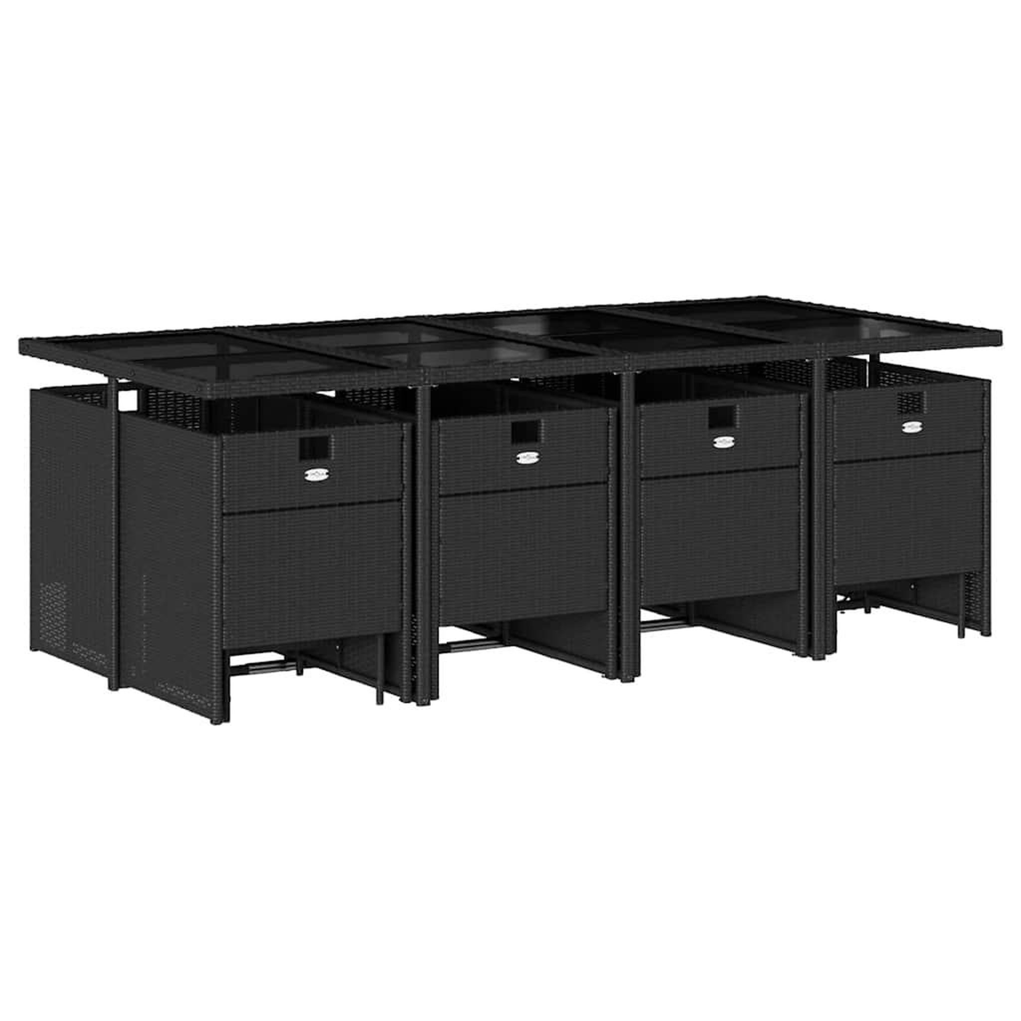 Voir la diapositive 3 : VIDAXL Ensemble a manger de jardin 13 pcs coussins noir resine tressee