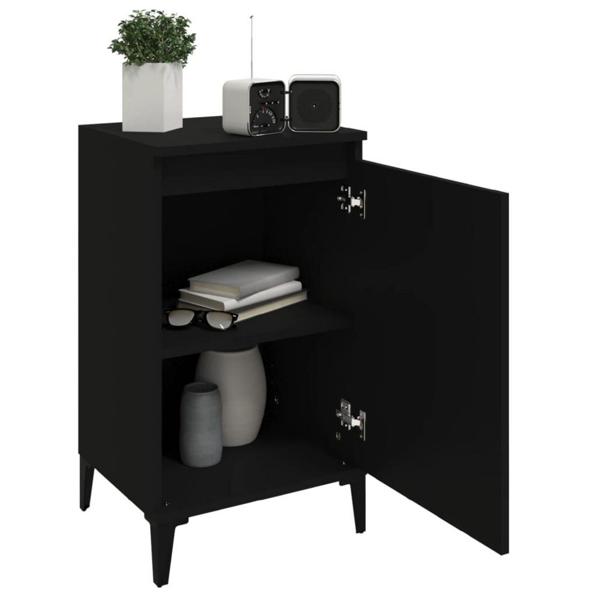 VIDAXL Table de chevet noir 40x35x70 cm bois d'ingenierie