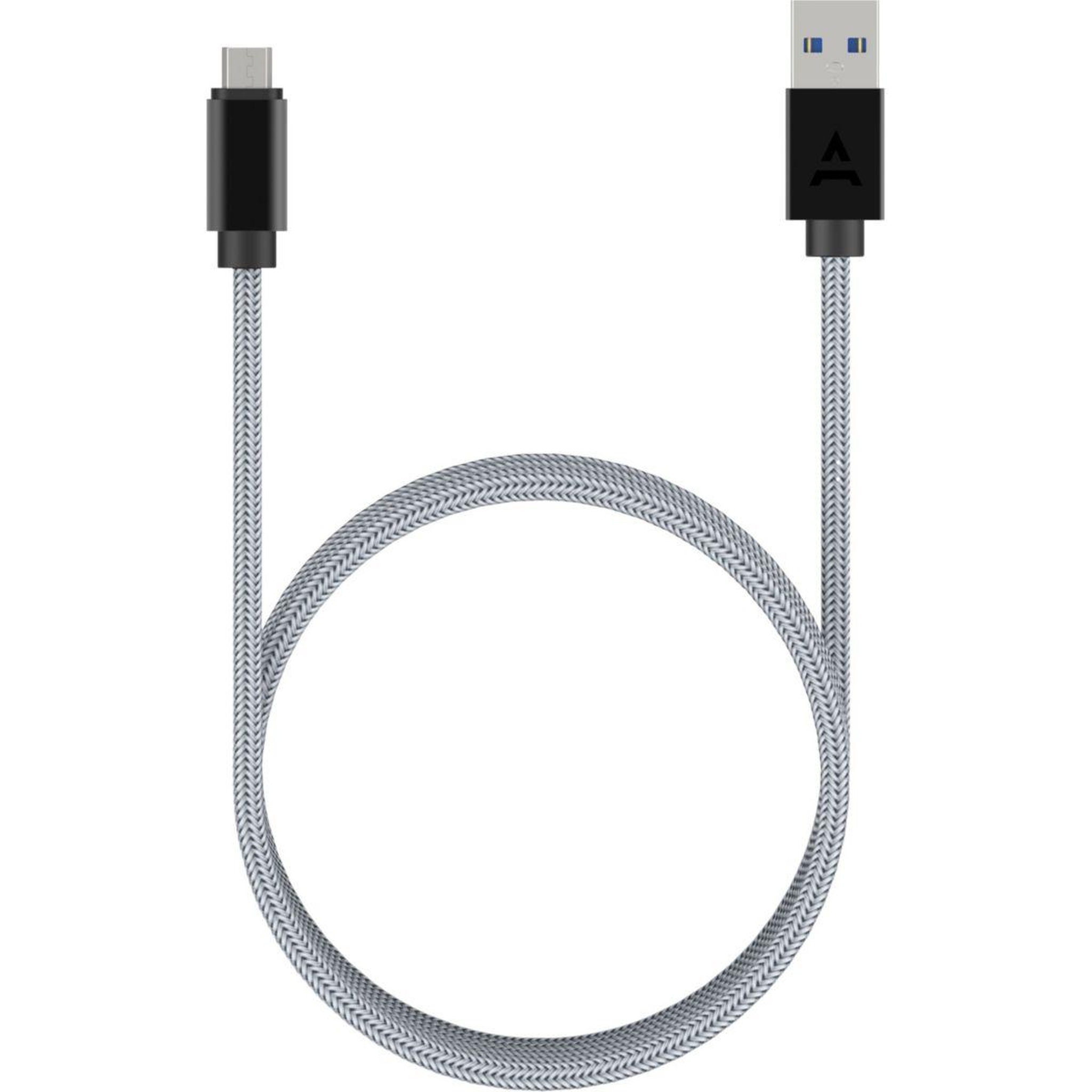 Voir la diapositive 3 : ADEQWAT Câble micro usb vers usb 2m tréssé gris