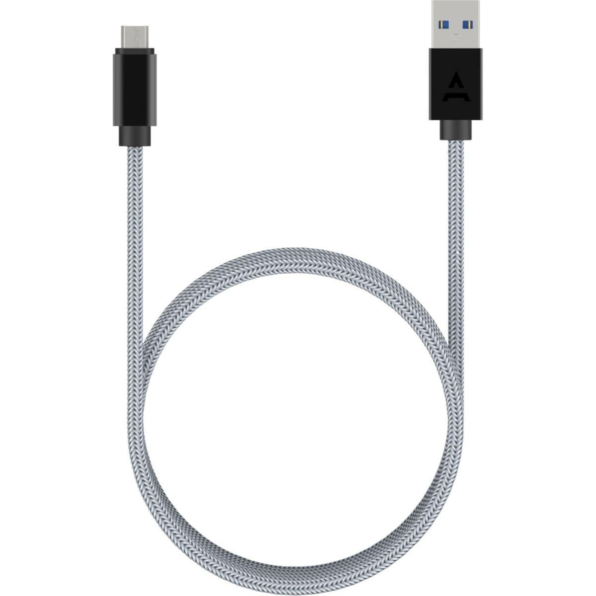 ADEQWAT Câble micro USB vers USB 2M tréssé Gris