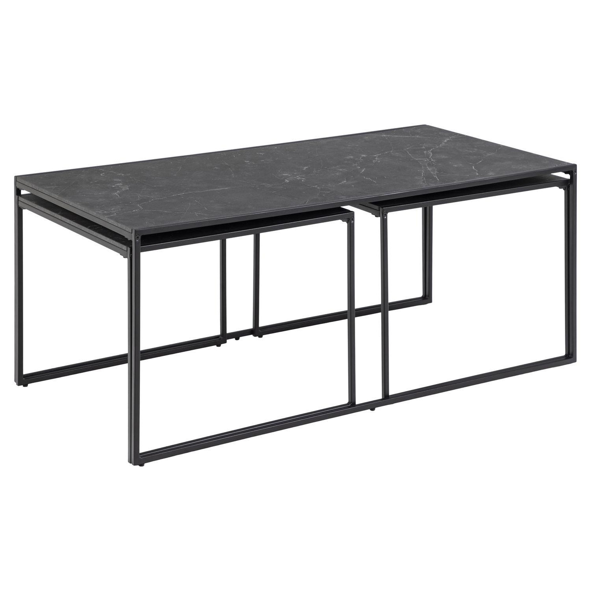 TOILINUX Table basse extensible en 3 pièces en mélamine et métal - l.120 à 232 cm - noir